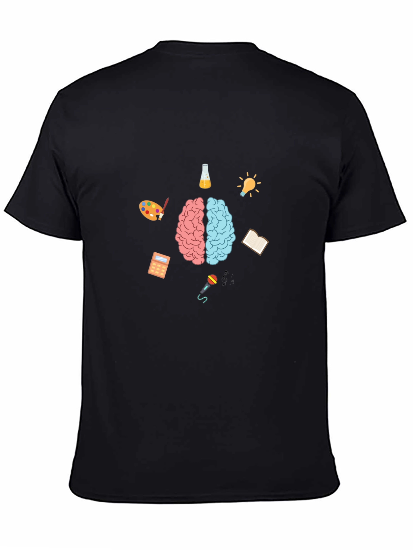 Black Creative Brain T-Shirt - Black Cotton Tee for Thinkers view 4