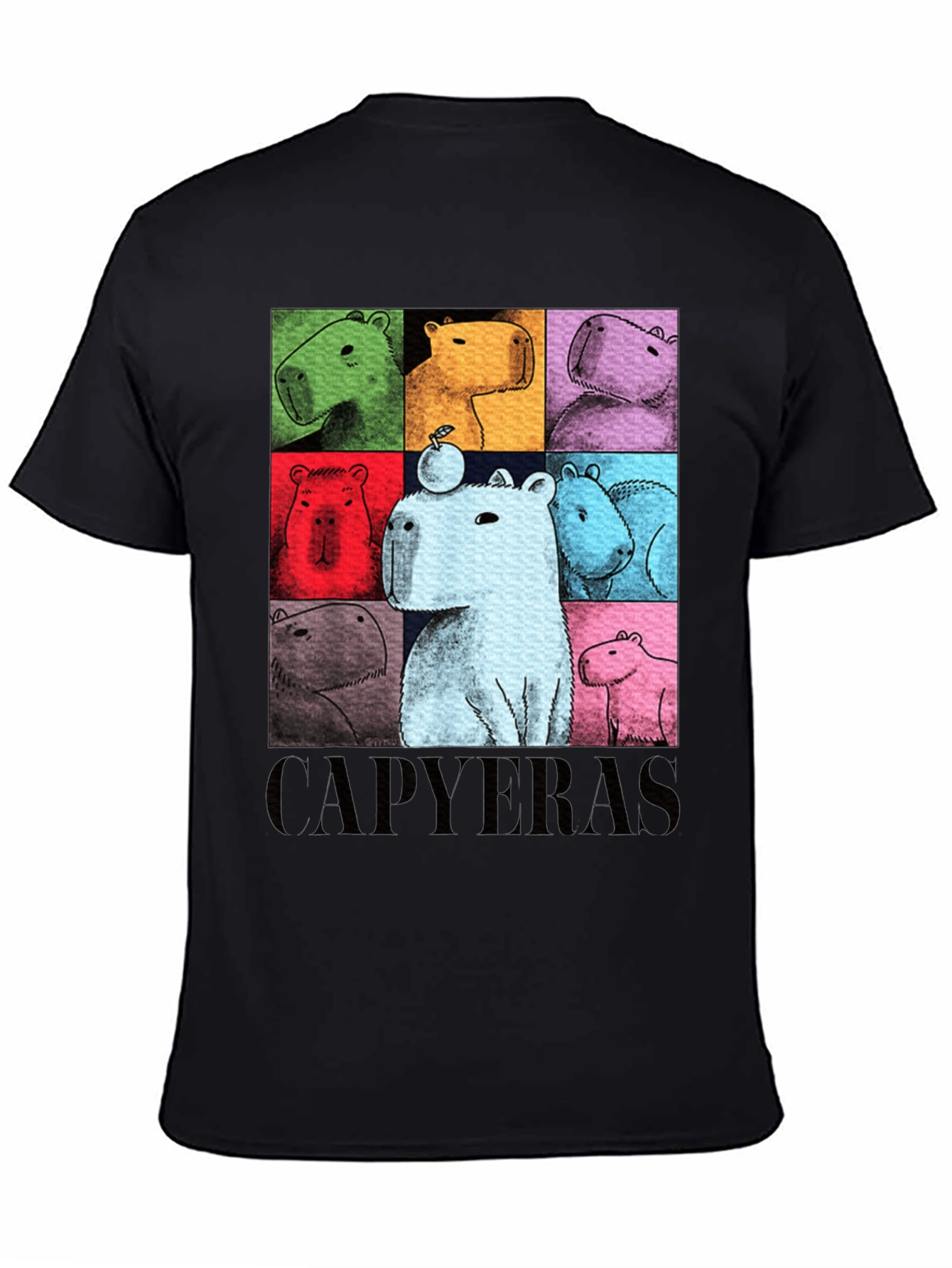 Black Capybara Pop Art Graphic Tee view 4