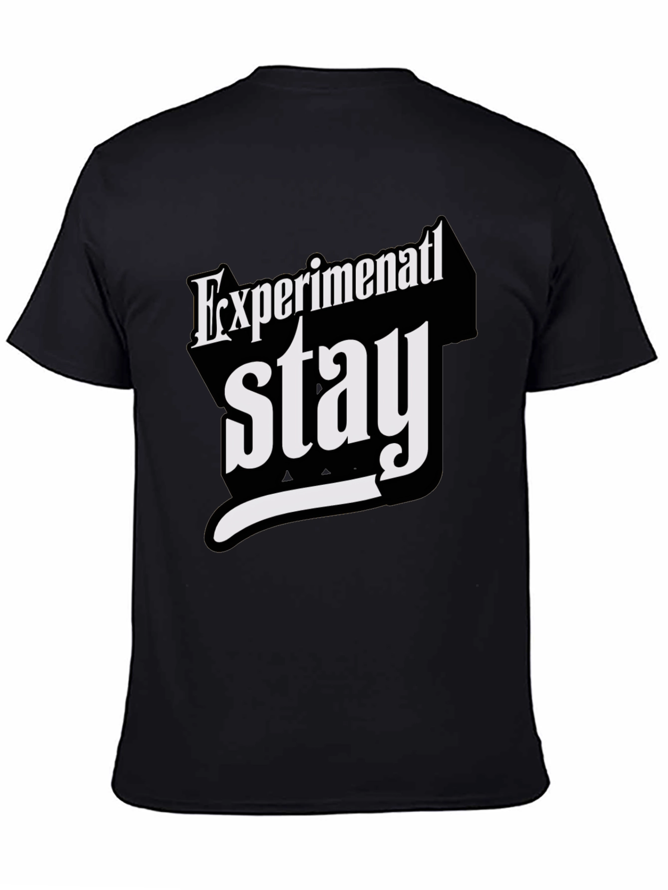 Black Experimental Stay T-Shirt - Bold Graphic Tee view 4