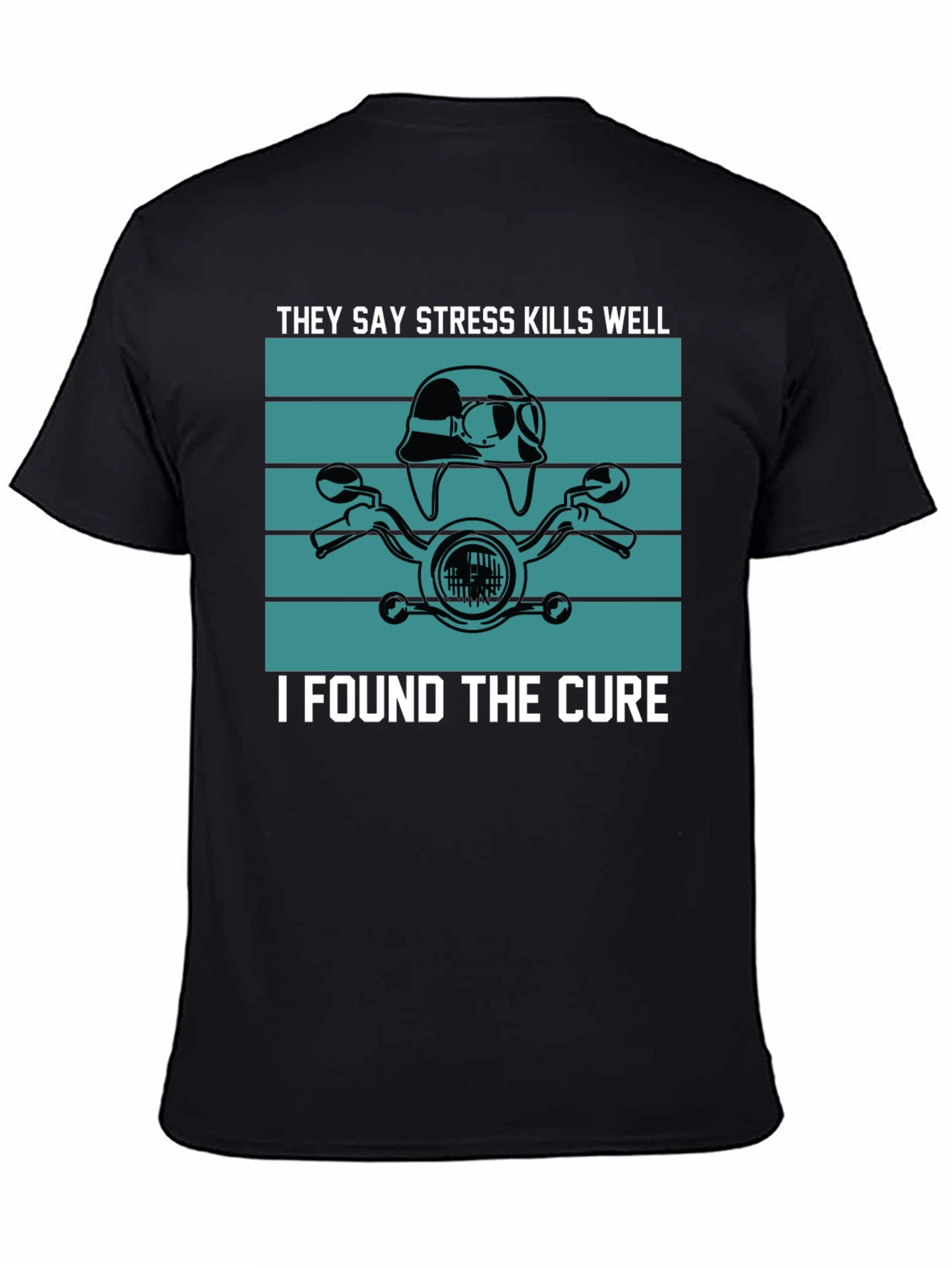 Black Stress Kills Cure Motorcycle T-Shirt view 4