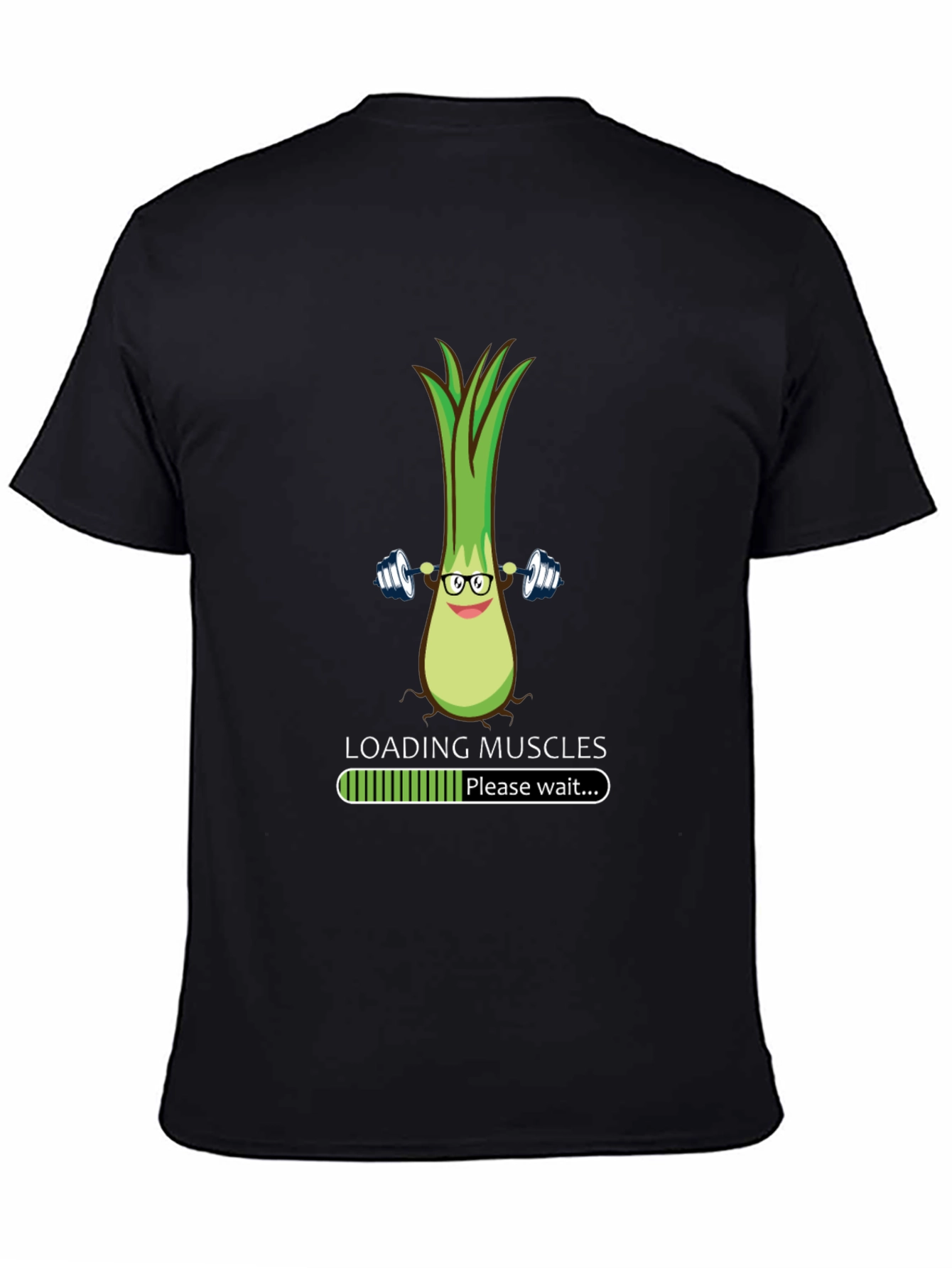 Black Funny Leek Muscles Black T-Shirt view 4