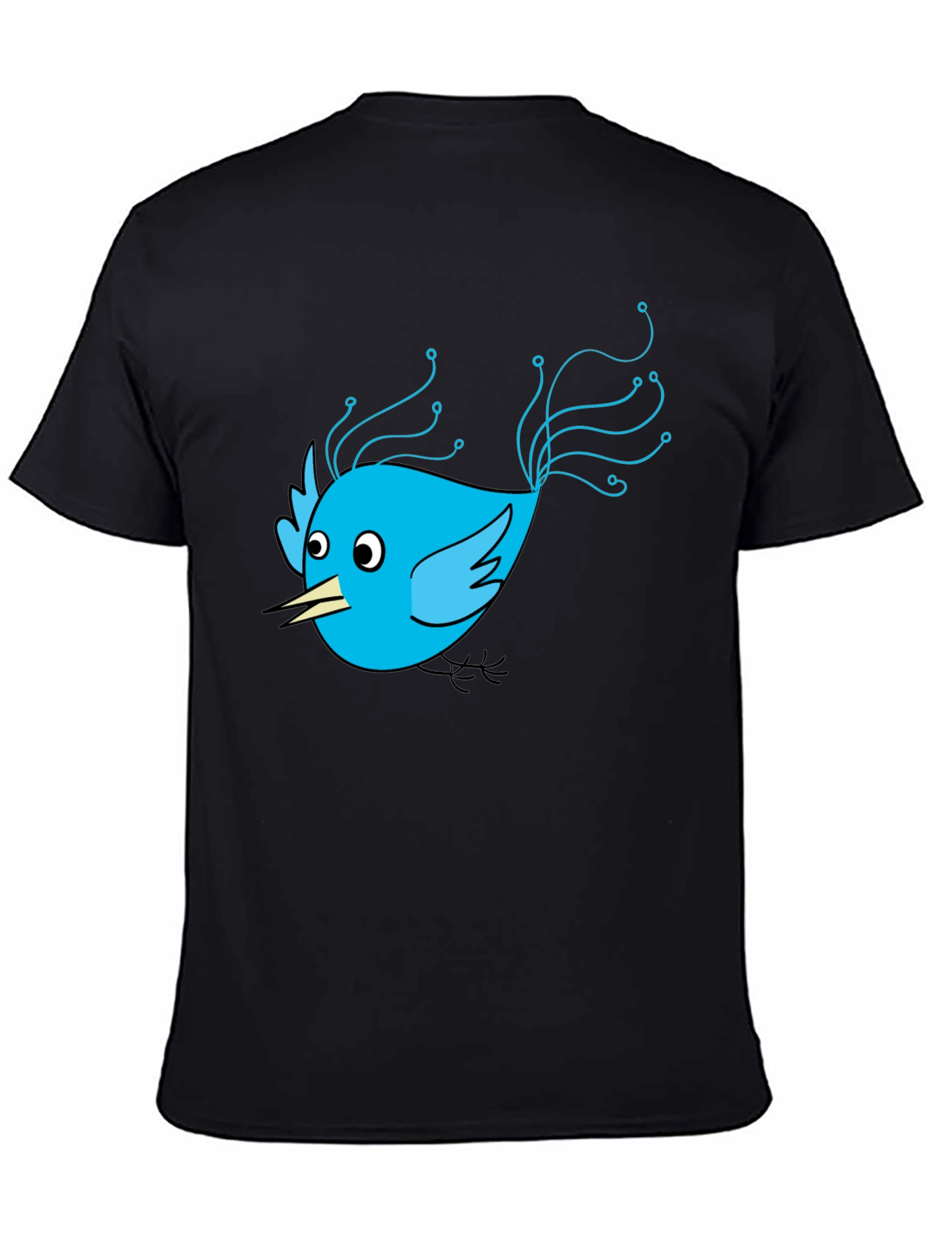 Black Tech Bird Graphic Tee - Black Cotton Blend view 4