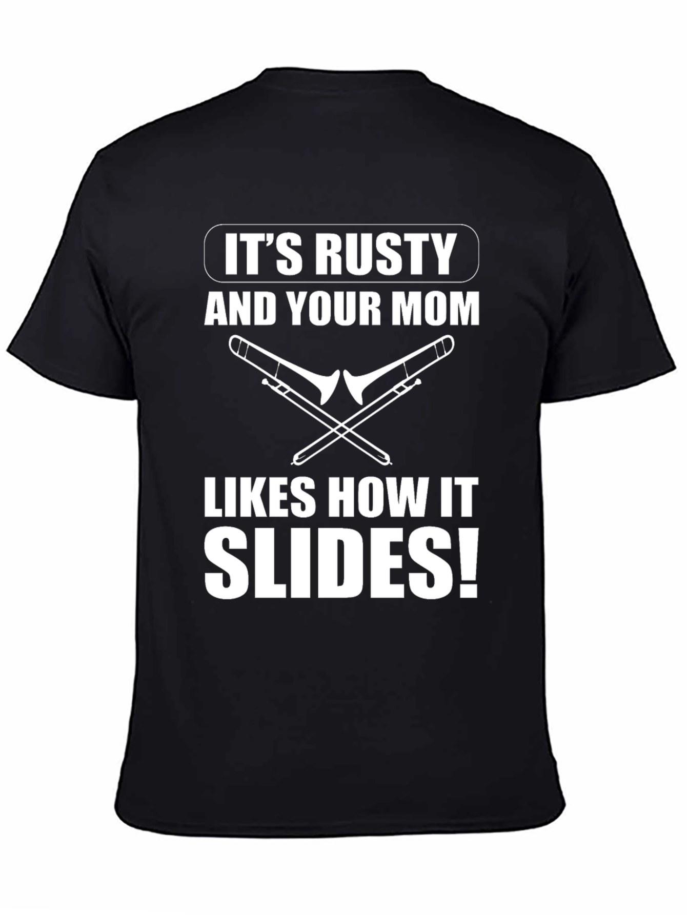 Black It's Rusty Funny Trombone T-Shirt view 4