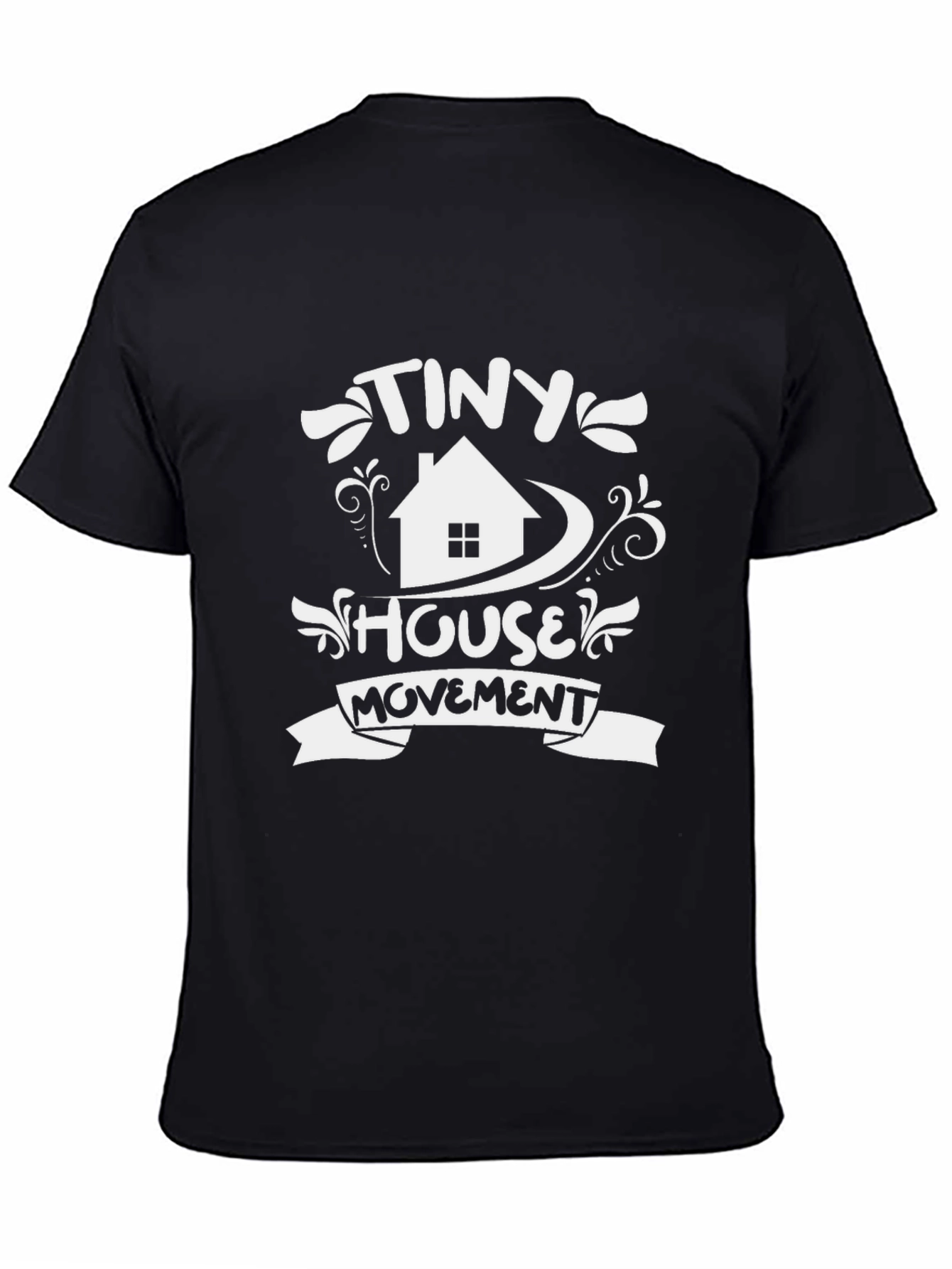 Black Tiny House Movement T-Shirt - Black Cotton Tee view 4