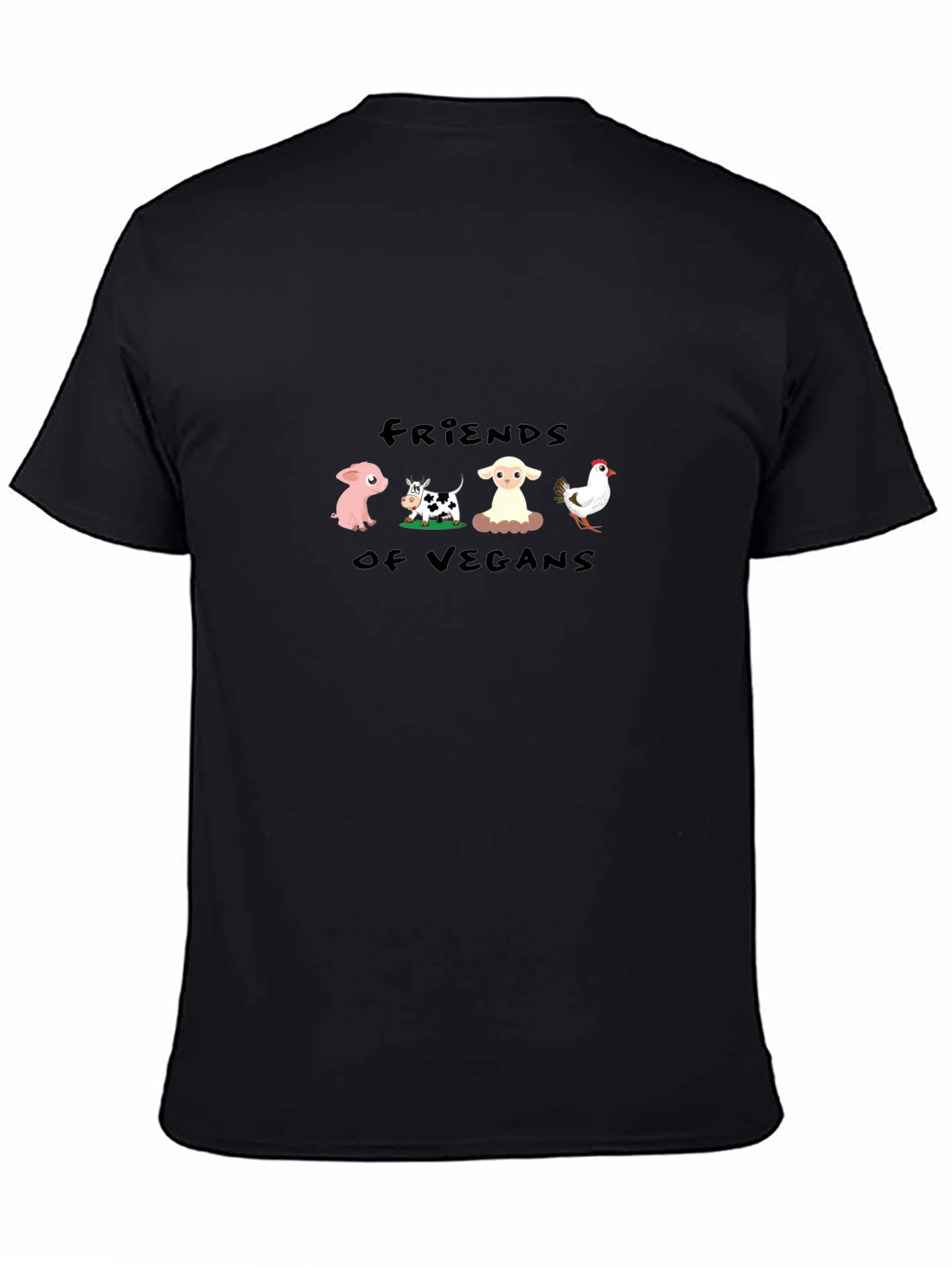 Black Friends of Vegans Black T-Shirt view 4