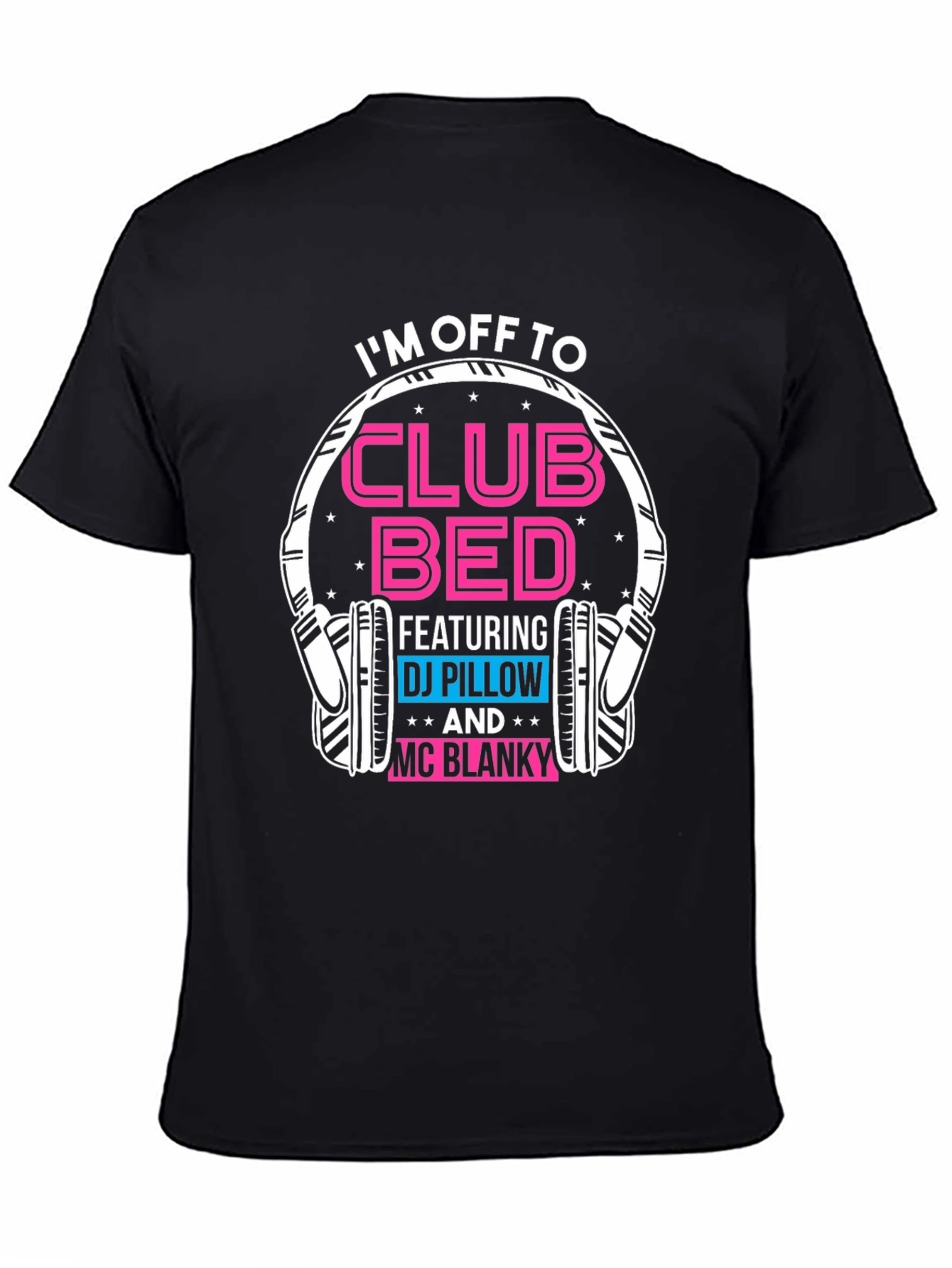 Black Club Bed T-Shirt: DJ Pillow & MC Blanky Graphic Tee view 4