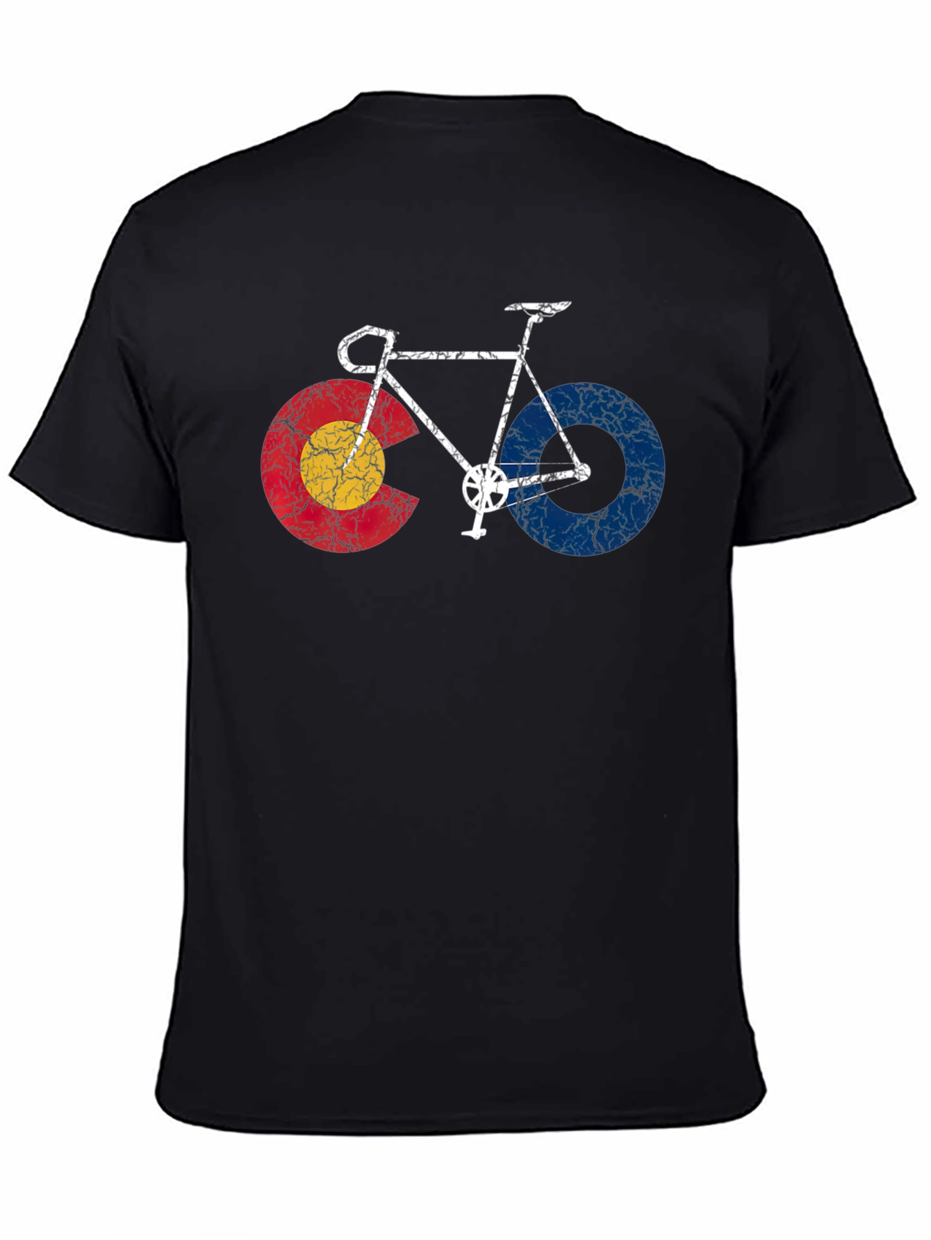 Black Colorado Flag Bicycle Graphic Tee view 4