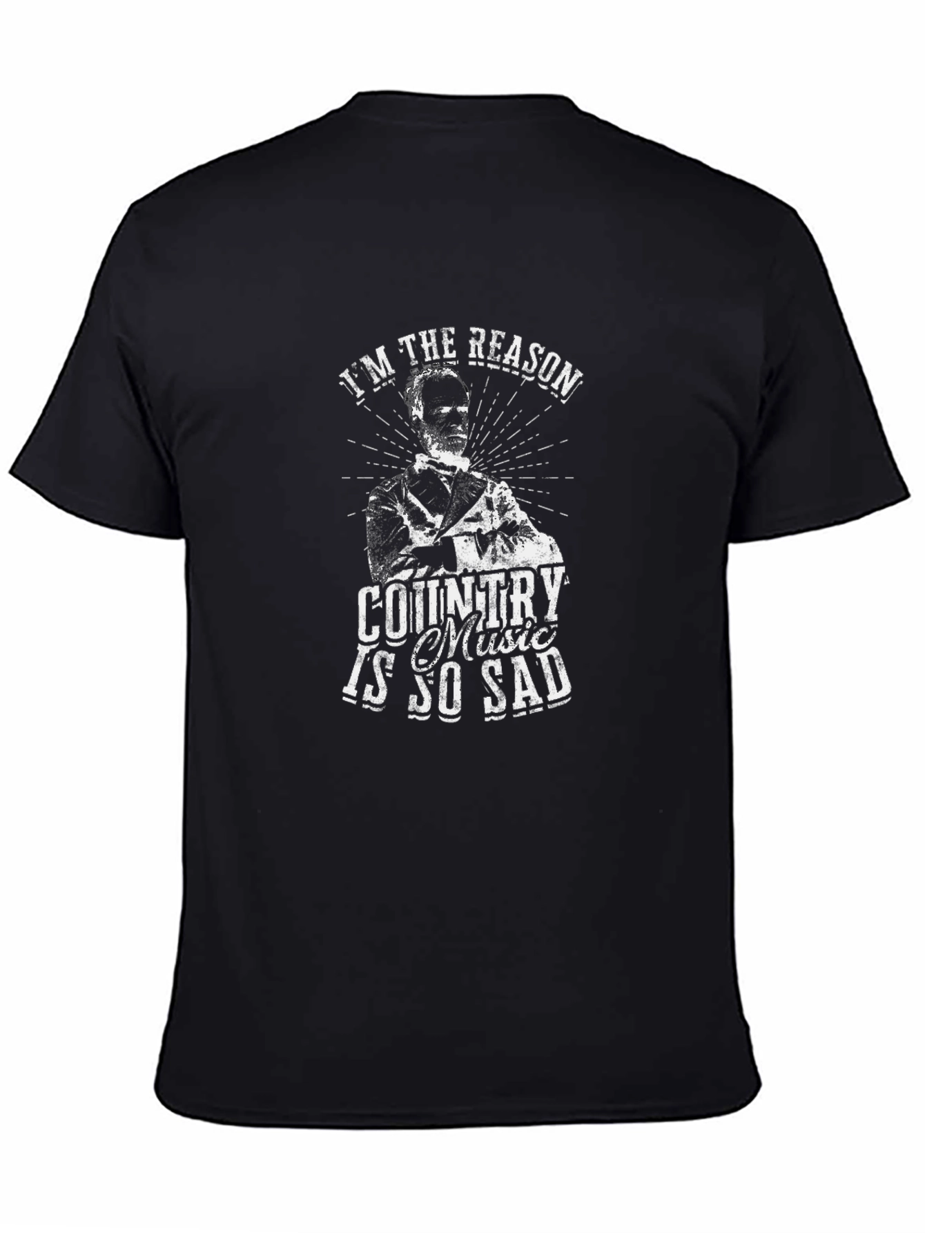 Black Country Music Sadness T-Shirt - Unisex Cotton Tee view 4