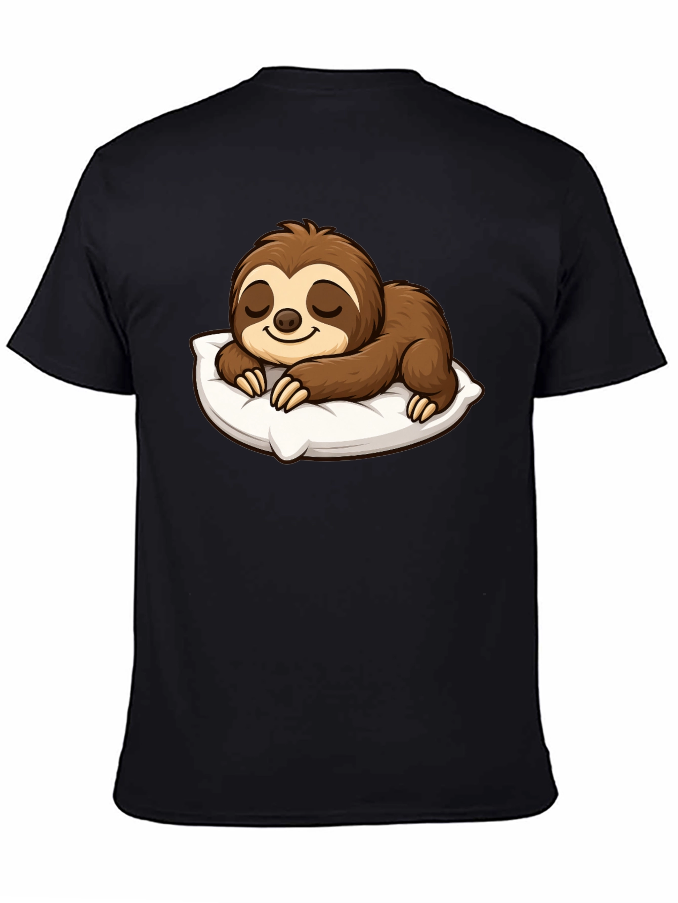 Black Cute Sleeping Sloth Graphic T-Shirt view 4