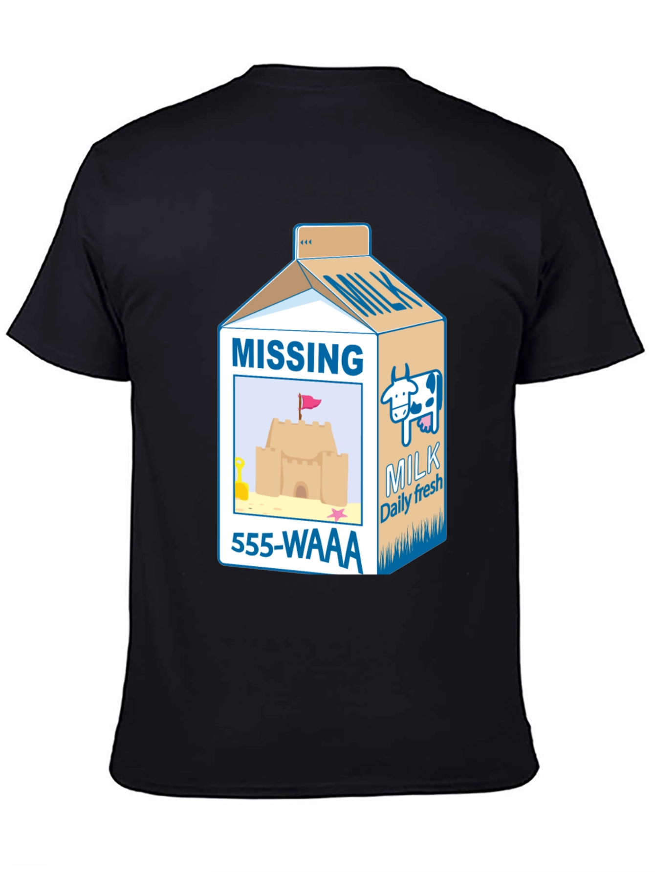 Black Funny Missing Milk Carton T-Shirt view 4