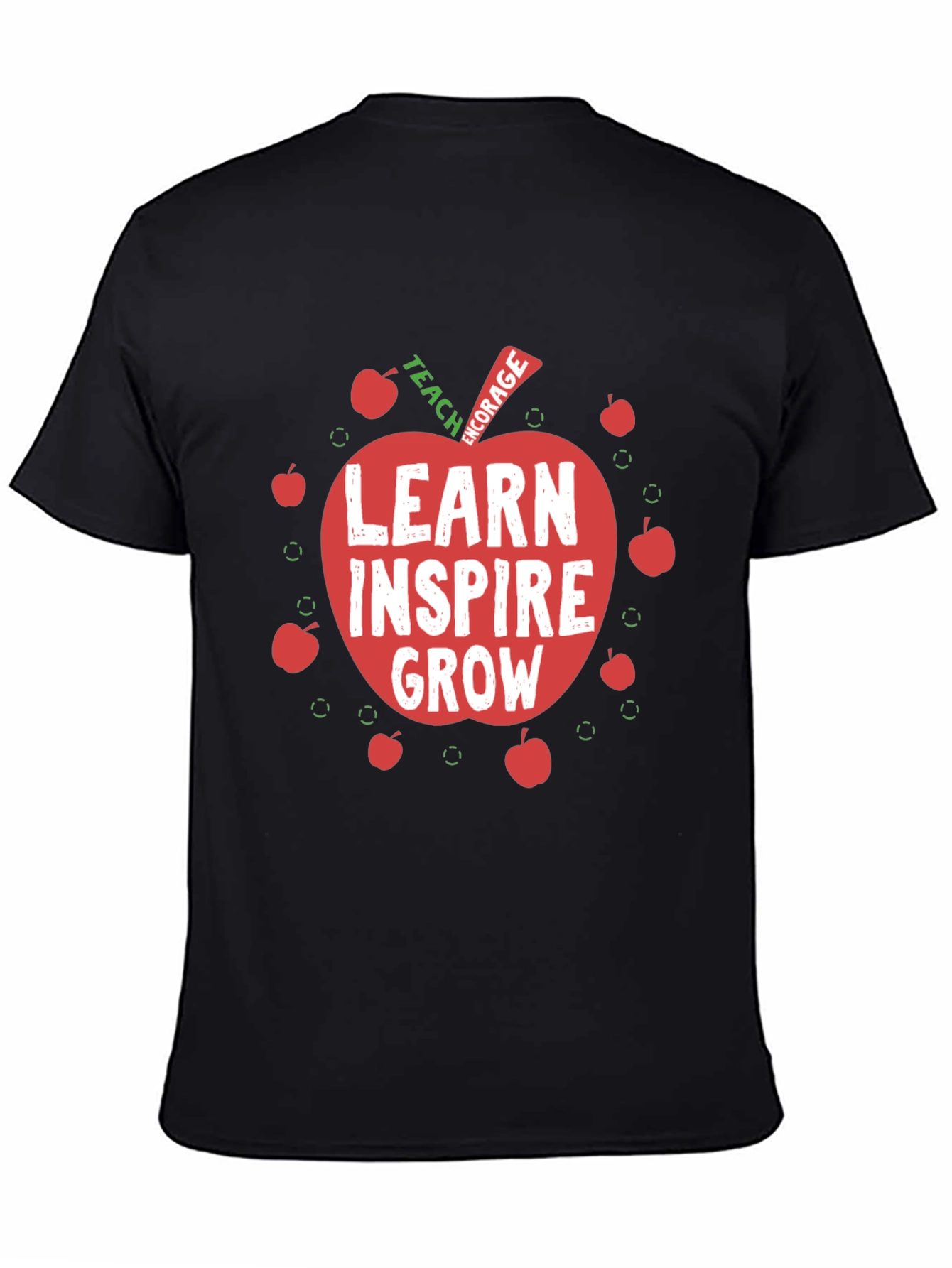 Black Teacher Apple Graphic T-Shirt - Learn Inspire Grow view 4