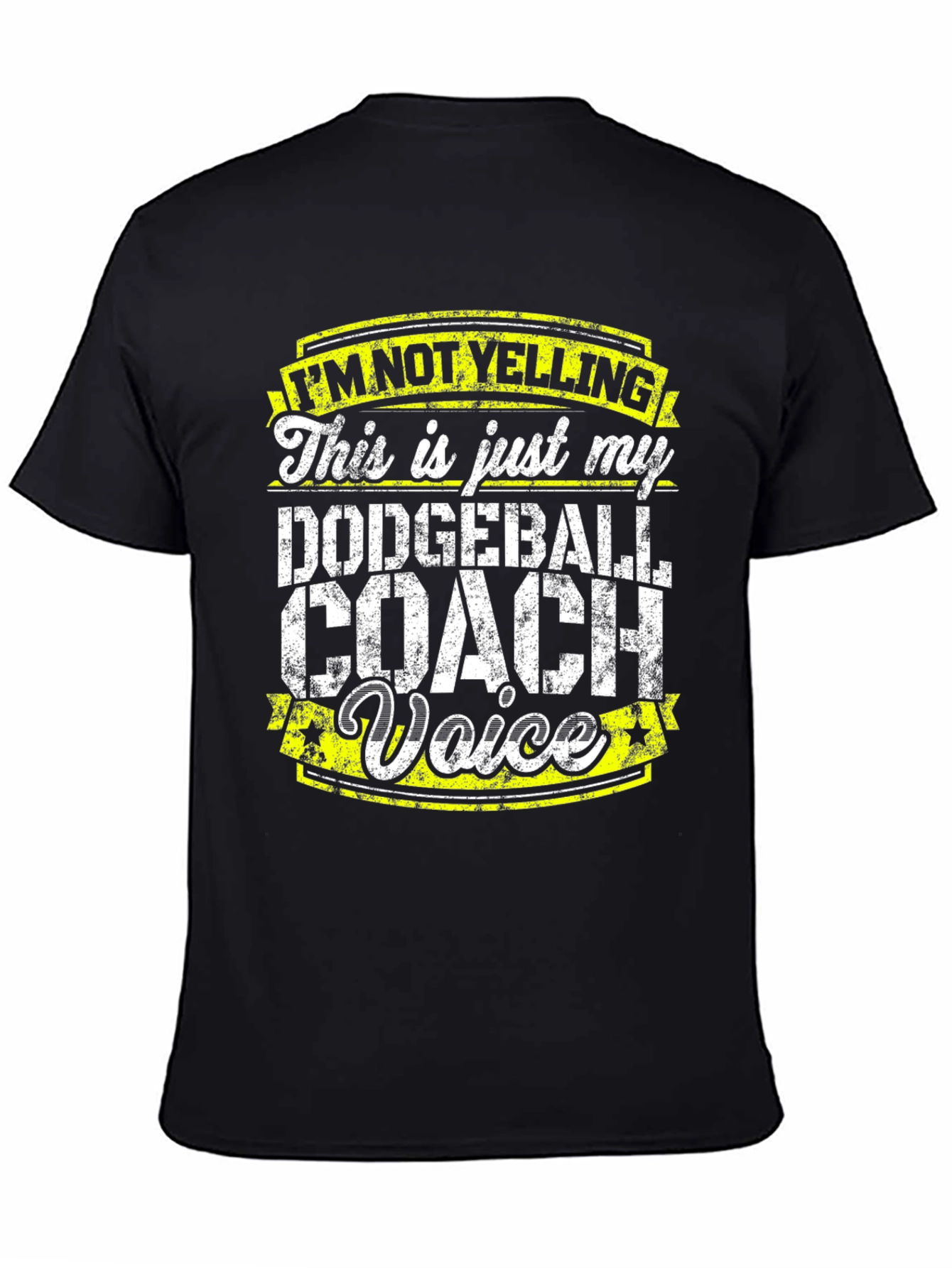 Black Dodgeball Coach Voice T-Shirt - Funny Sports Tee view 4