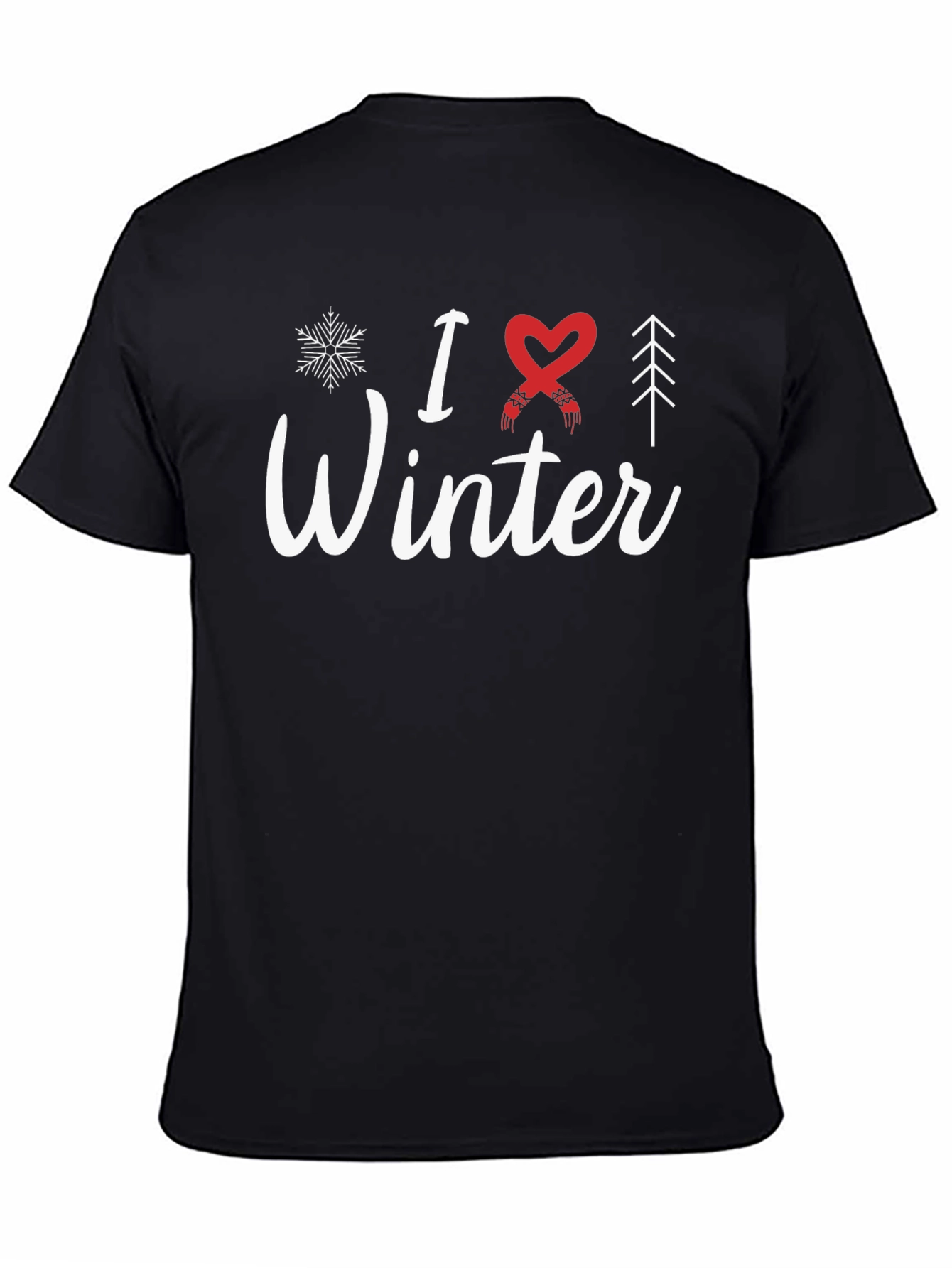 Black I Love Winter Graphic T-Shirt - Holiday Season Apparel view 4