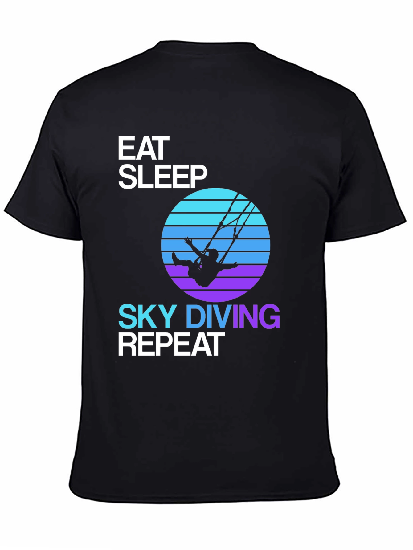Black Eat Sleep Skydiving Repeat T-Shirt view 4