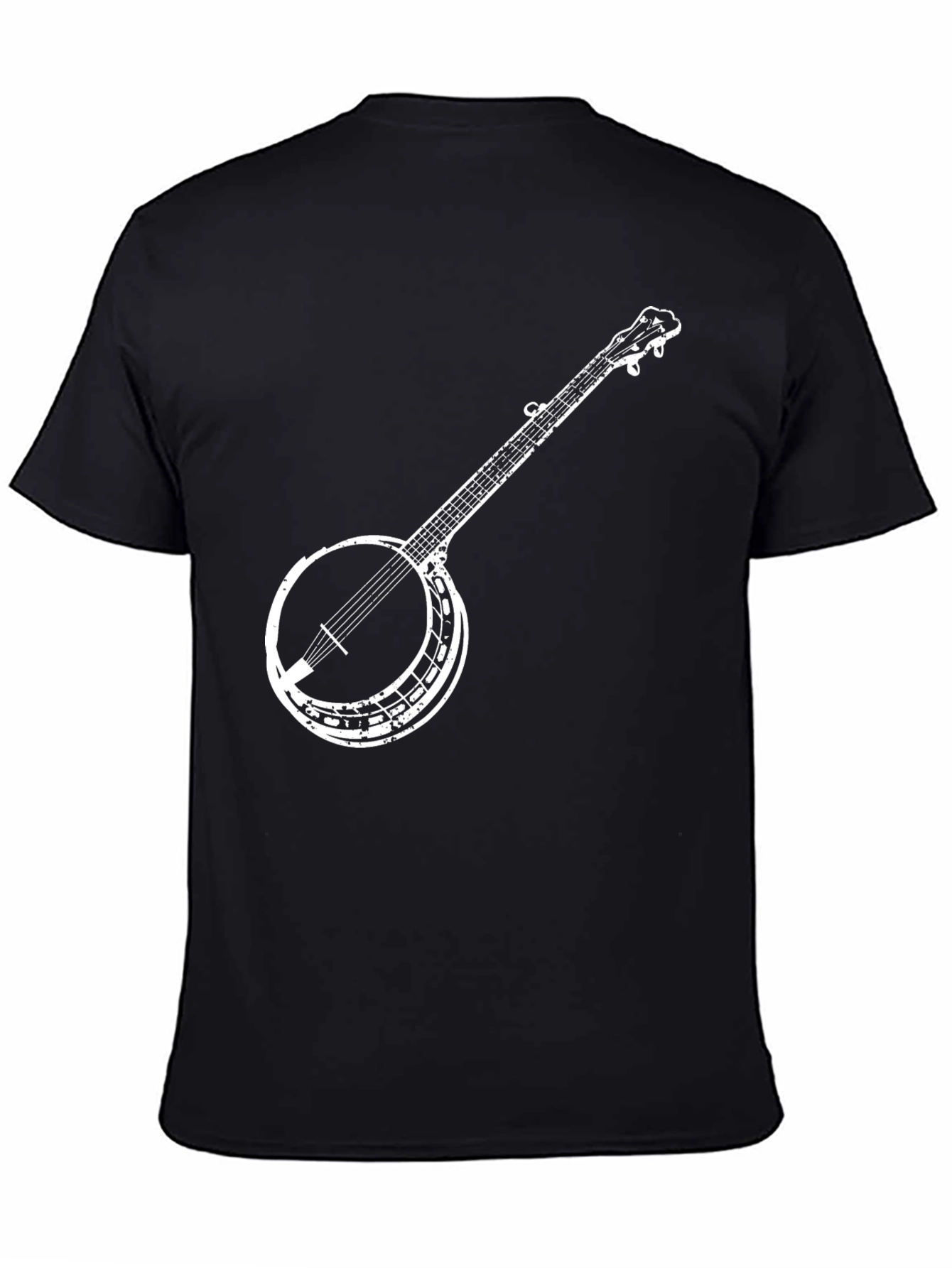 Black Banjo Graphic Tee - Black Cotton Music Lover Shirt view 4