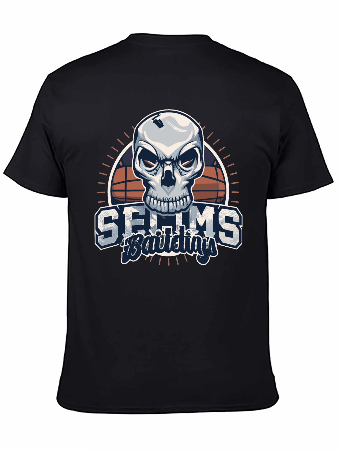 Black Skull Basketball Graphic Black T-Shirt view 4