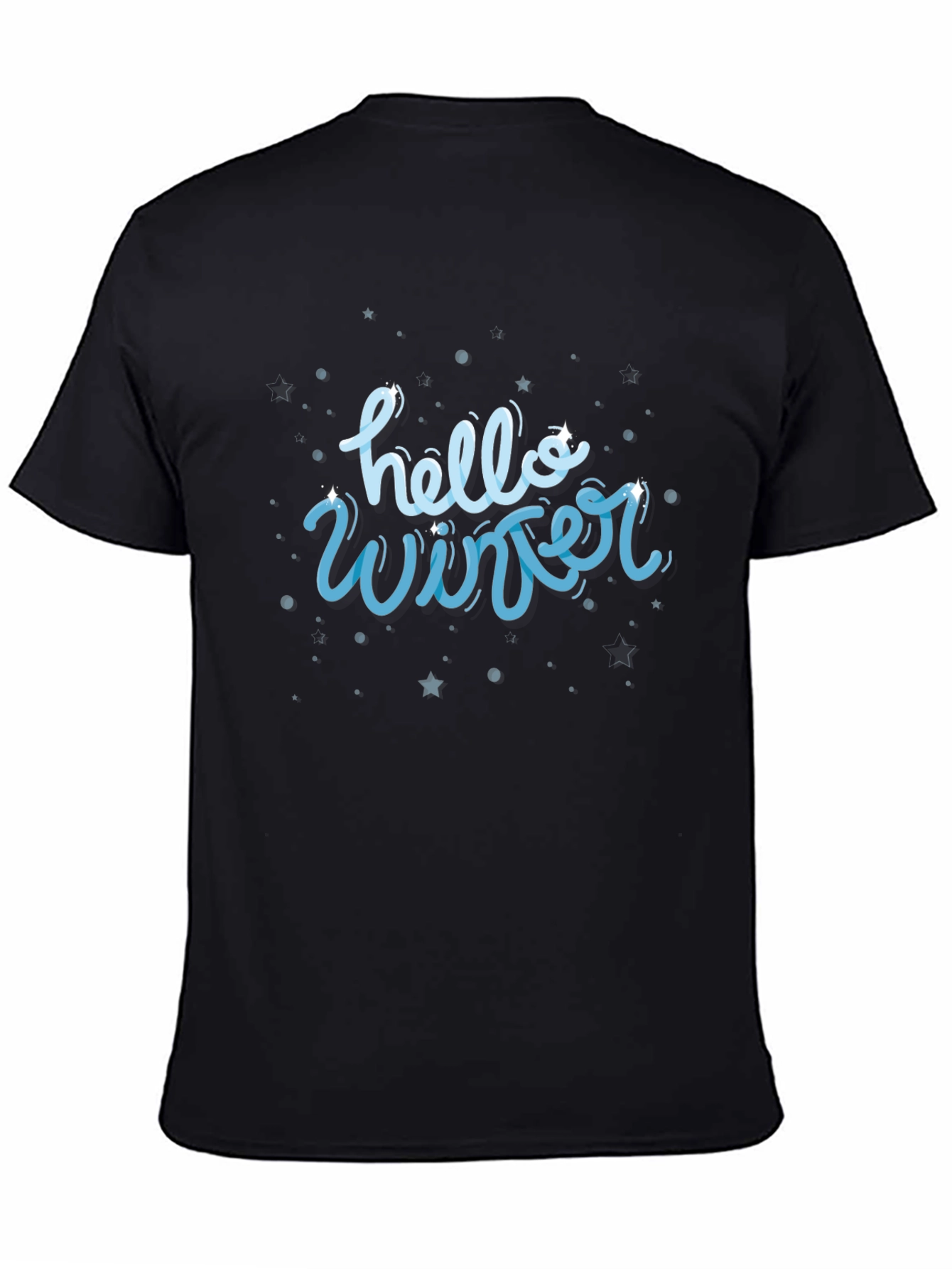 Black Hello Winter Graphic Tee - Stylish Unisex Shirt view 4