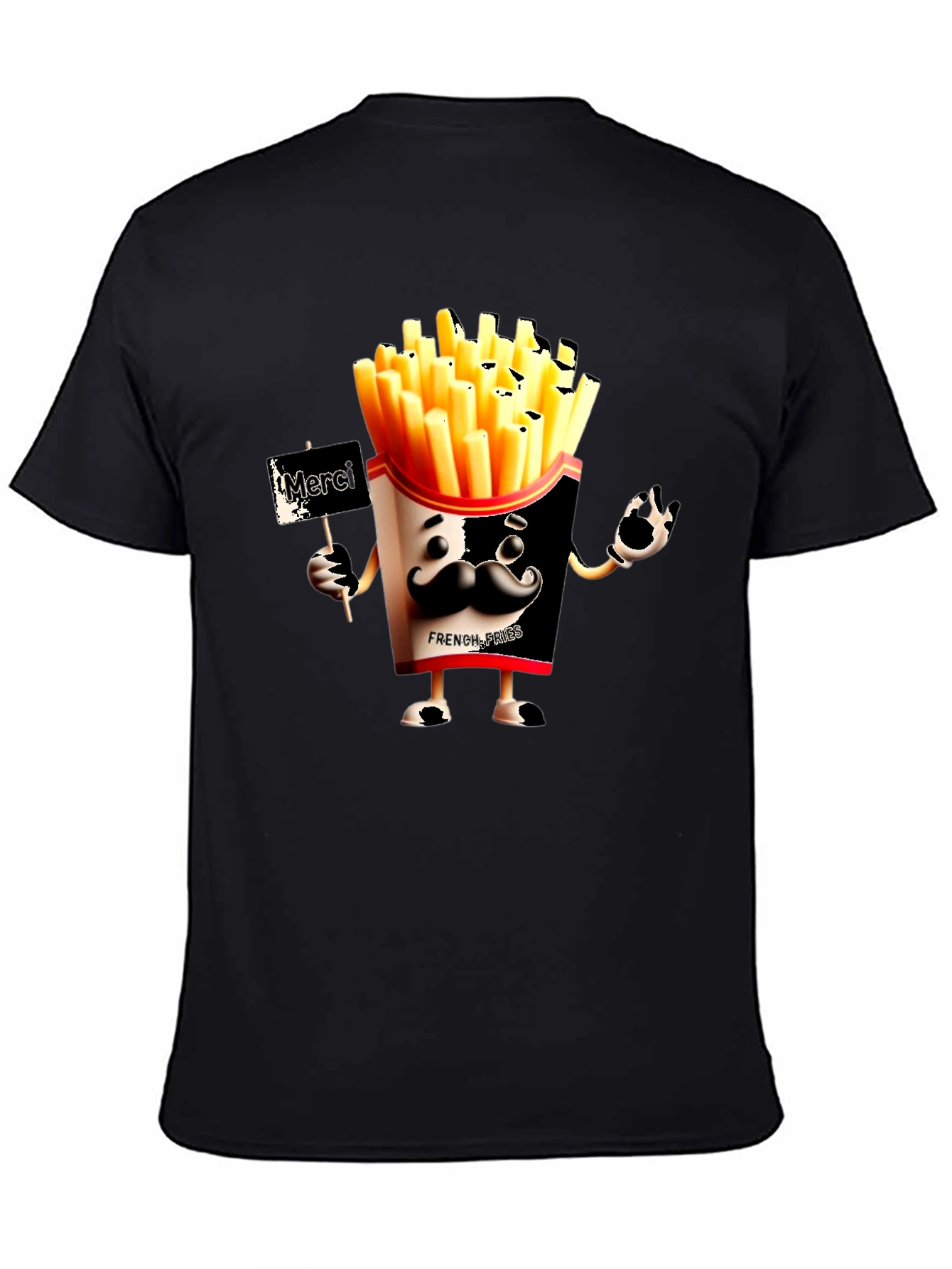 Black Novelty French Fries Graphic Black T-Shirt view 4