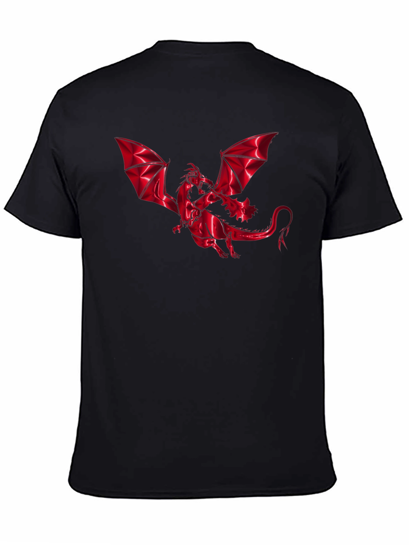 Black Red Dragon Graphic Tee - Men's Black T-Shirt view 4