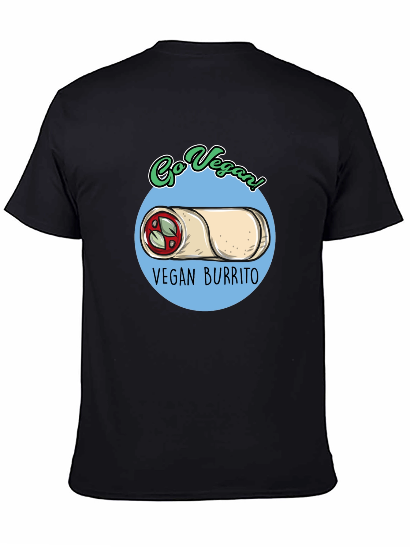 Black Go Vegan! Vegan Burrito T-Shirt view 4