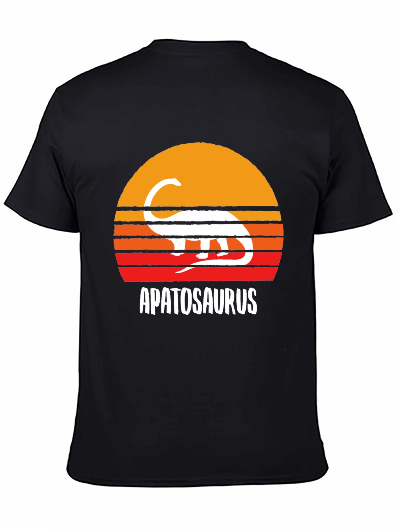 Black Apatosaurus Sunset Graphic Tee - Dinosaur Lover's Shirt view 4