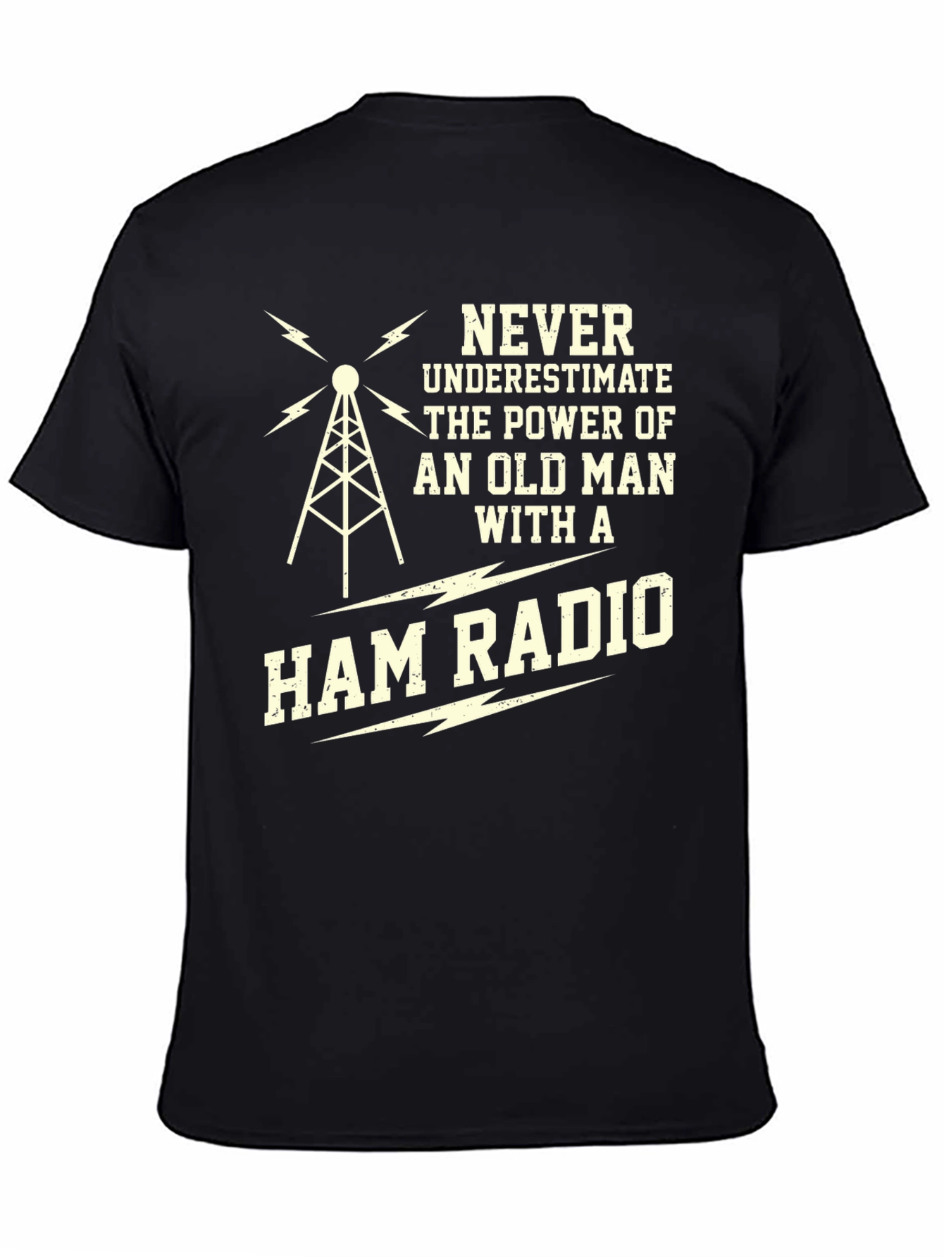 Black Old Man Ham Radio Black T-Shirt view 4