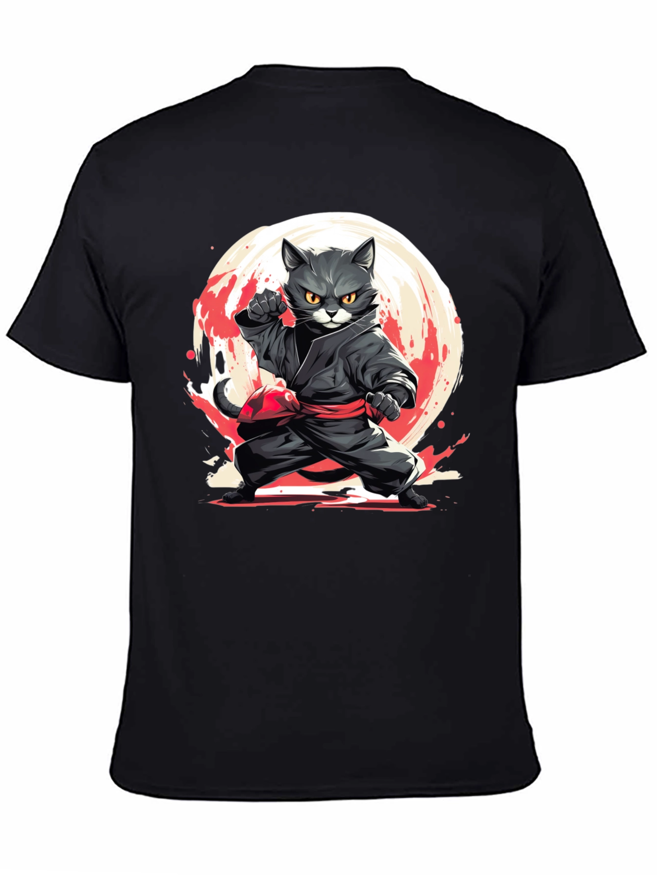 Black Ninja Cat T-Shirt - Martial Arts Kitten Tee view 4