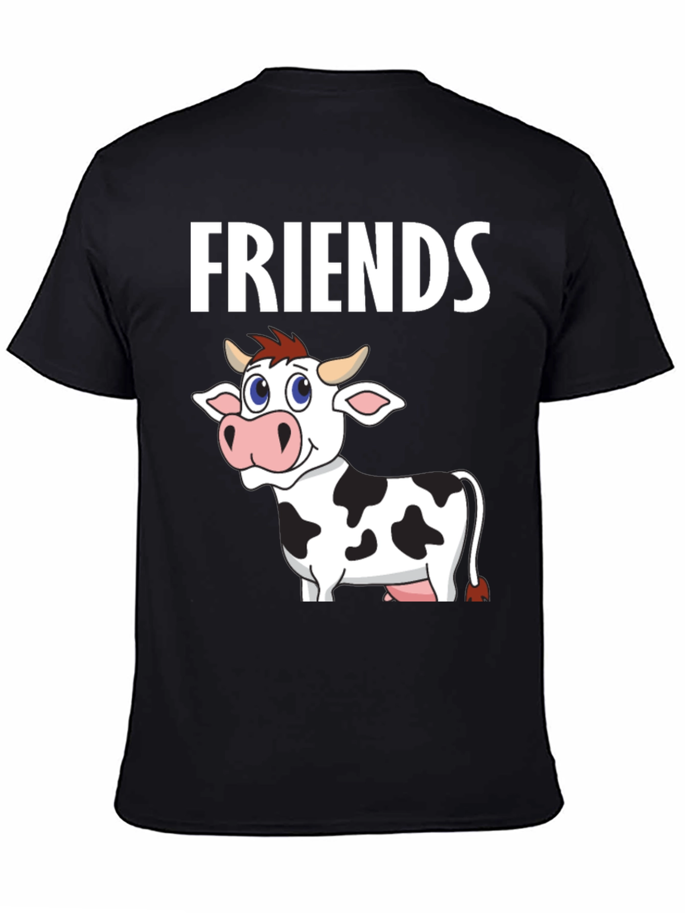 Black Cow Friends Graphic Tee -  Black Crew Neck T-Shirt view 4