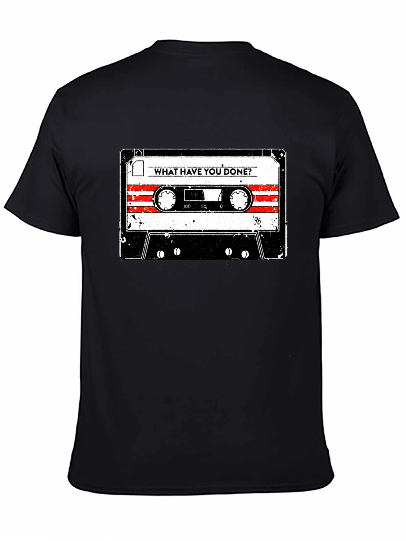 Black Vintage Cassette Tape Graphic Tee - "What Have You Done?" view 4