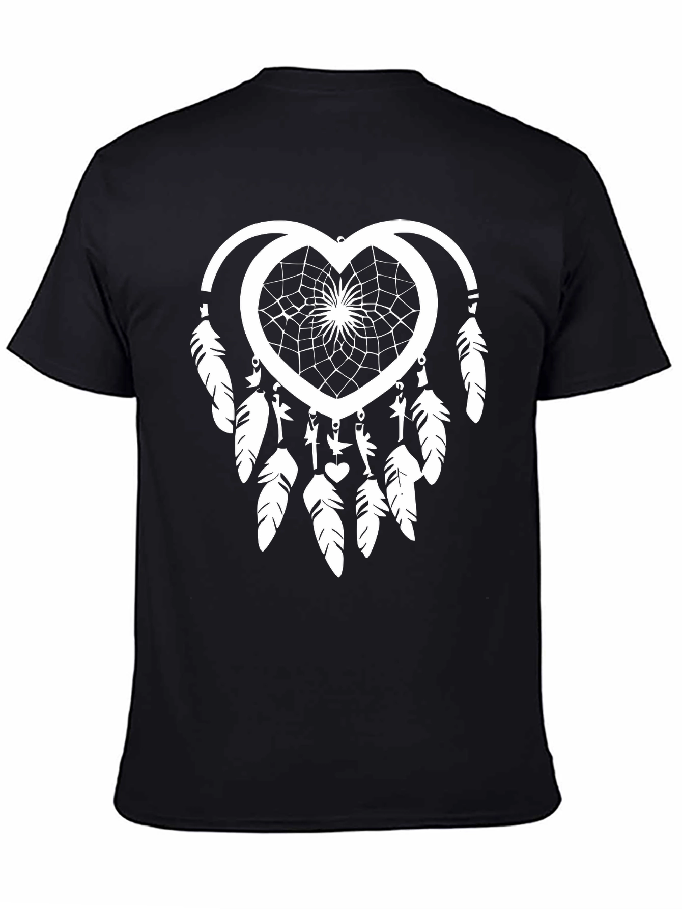 Black Dreamcatcher Heart Graphic Tee - Stylish Black T-Shirt view 4