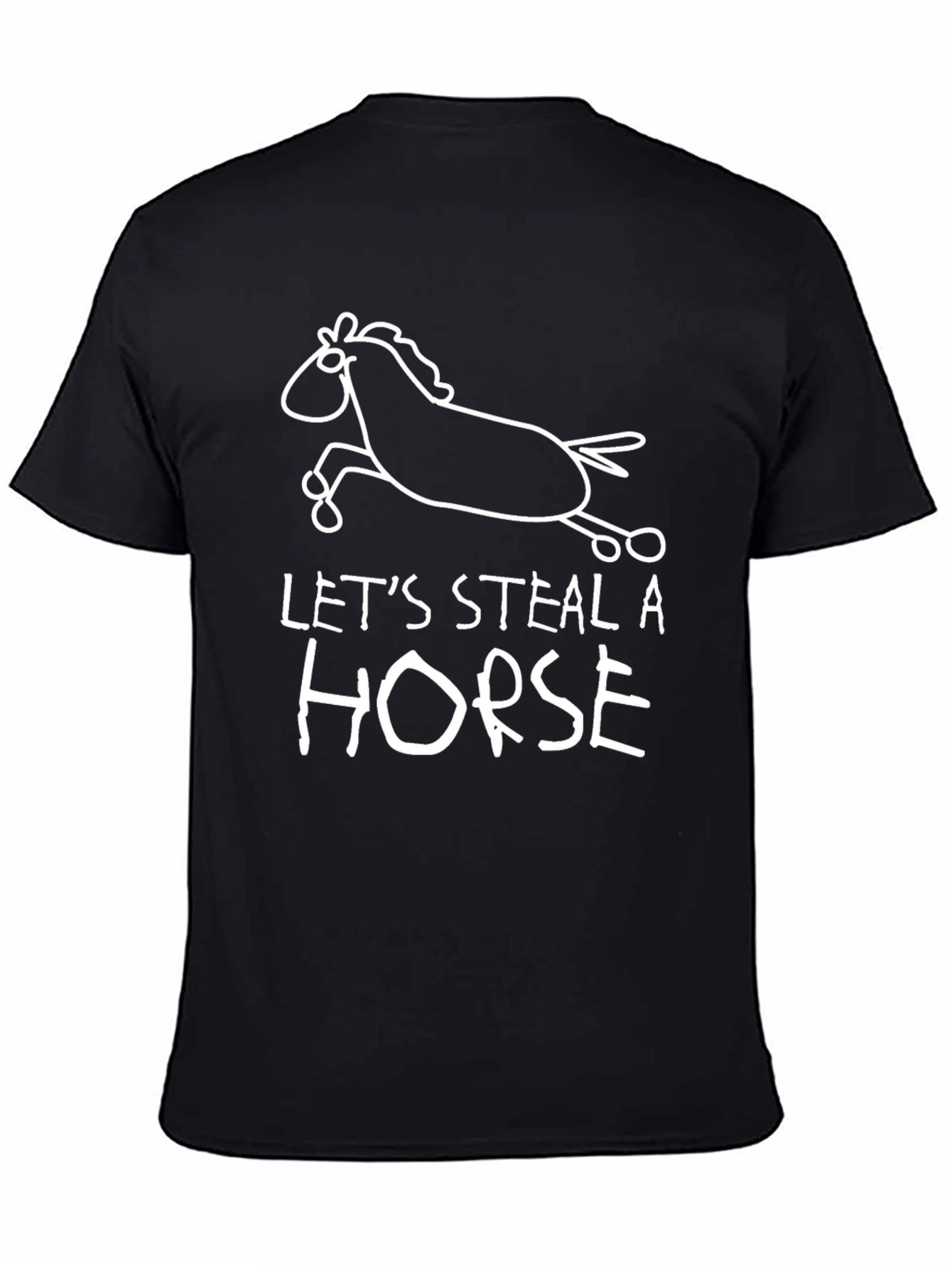 Black Let's Steal a Horse Graphic Tee - Funny Humor T-Shirt view 4