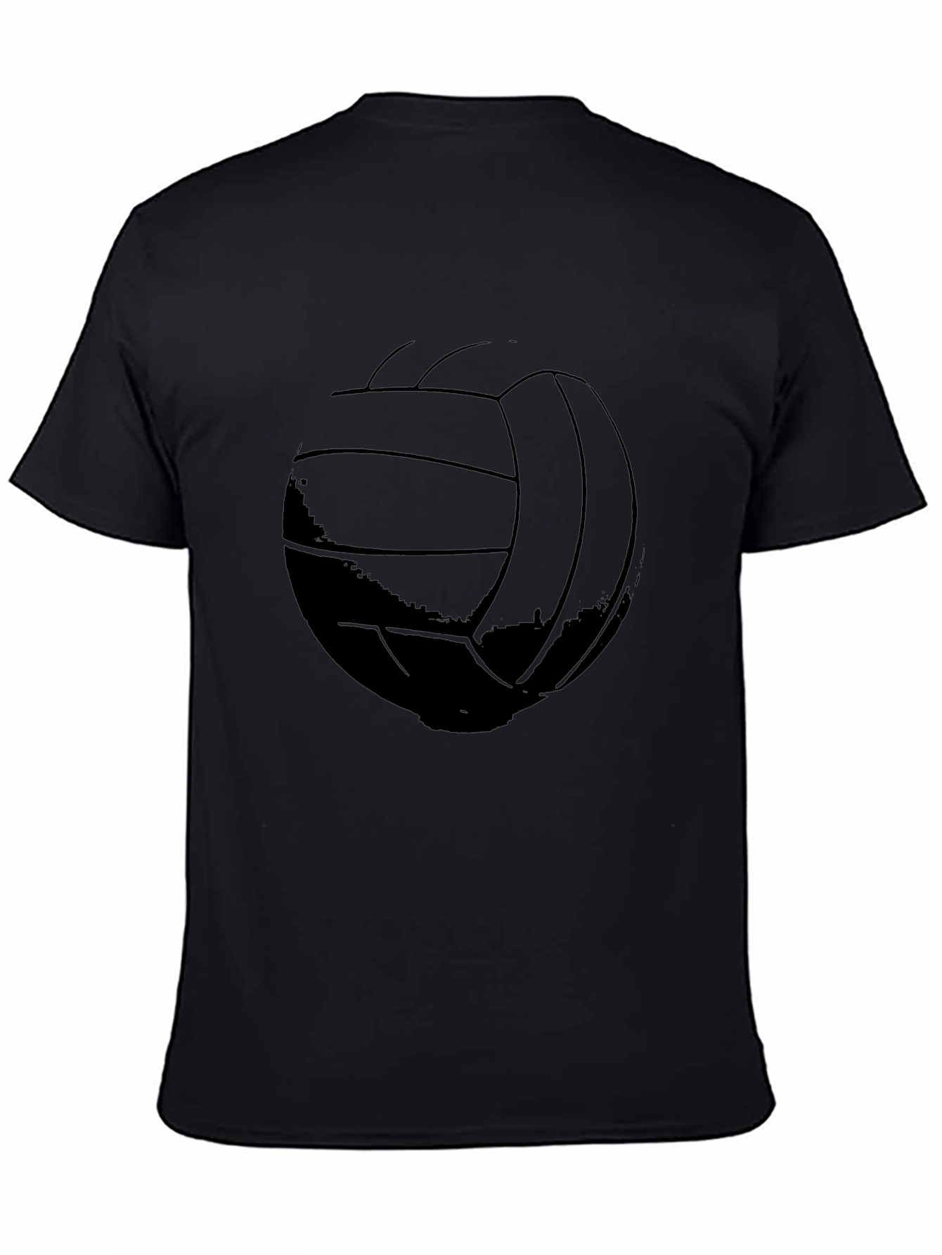 Black Volleyball Graphic Tee - Black Cotton T-Shirt view 4