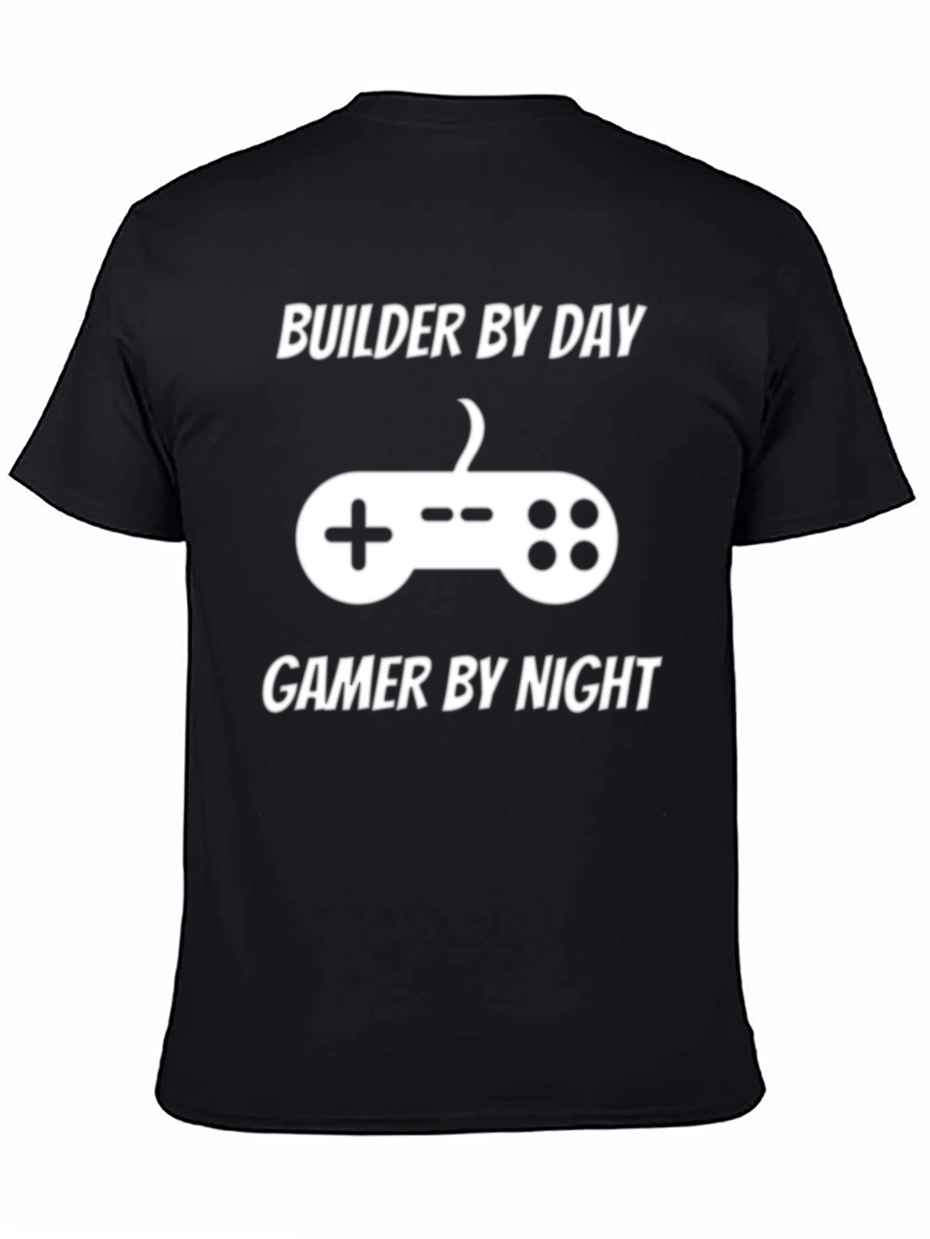 Black Builder By Day Gamer By Night T-Shirt view 4