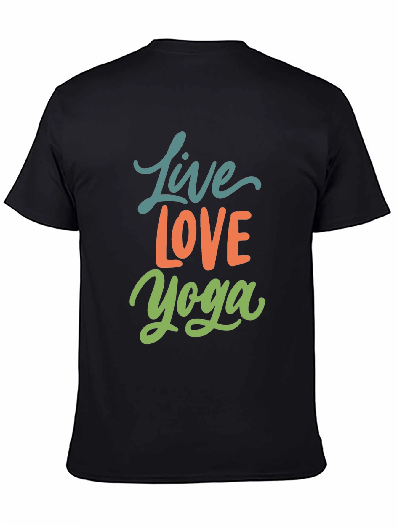 Black Live Love Yoga Graphic Tee - Black Cotton Casual T-Shirt view 4