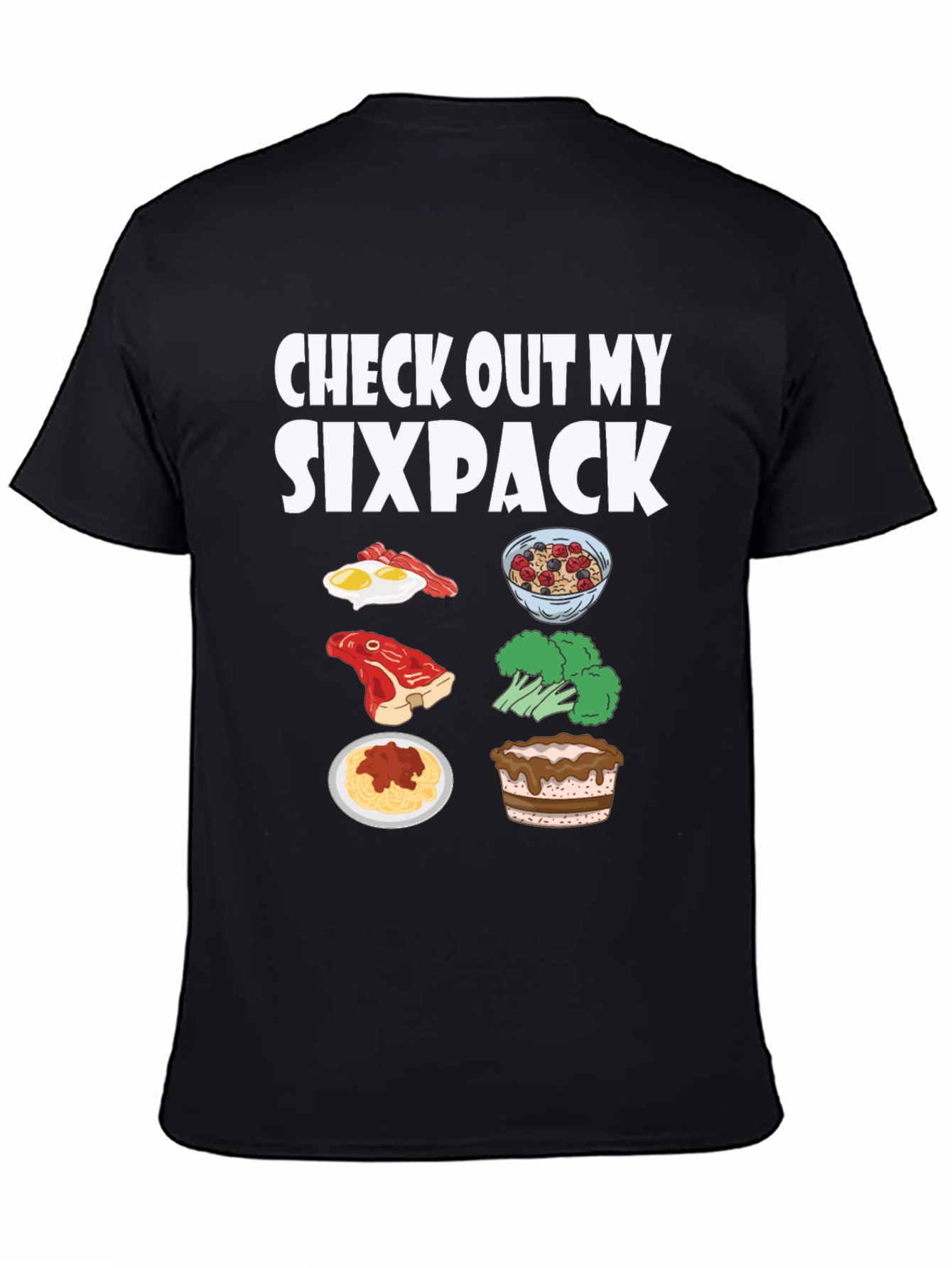 Black Check Out My Sixpack Food T-Shirt view 4