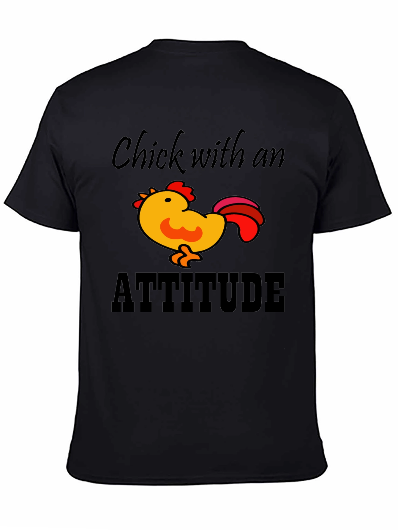 Black Chick with Attitude Black T-Shirt view 4
