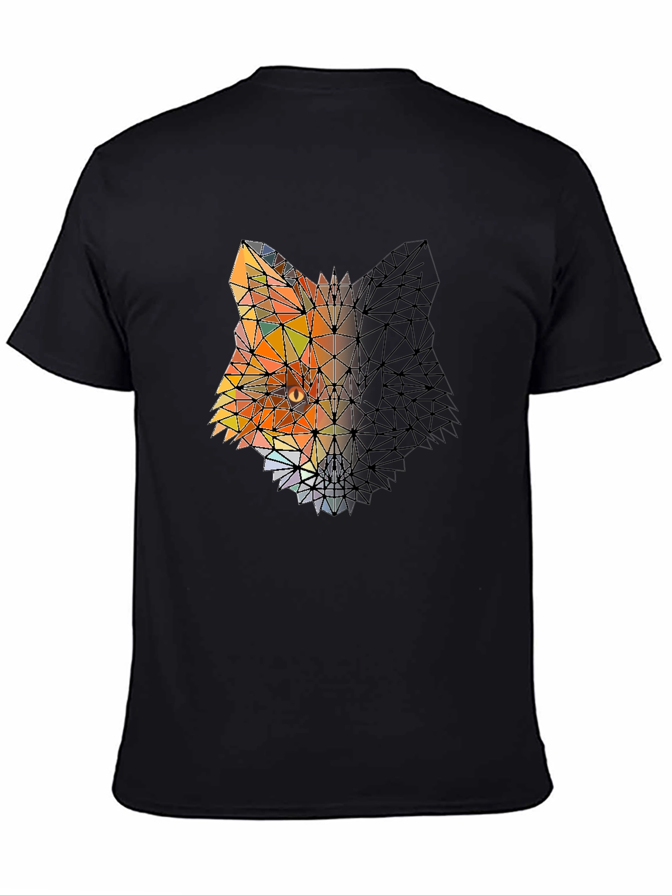 Black Geometric Fox Graphic Black T-Shirt view 4