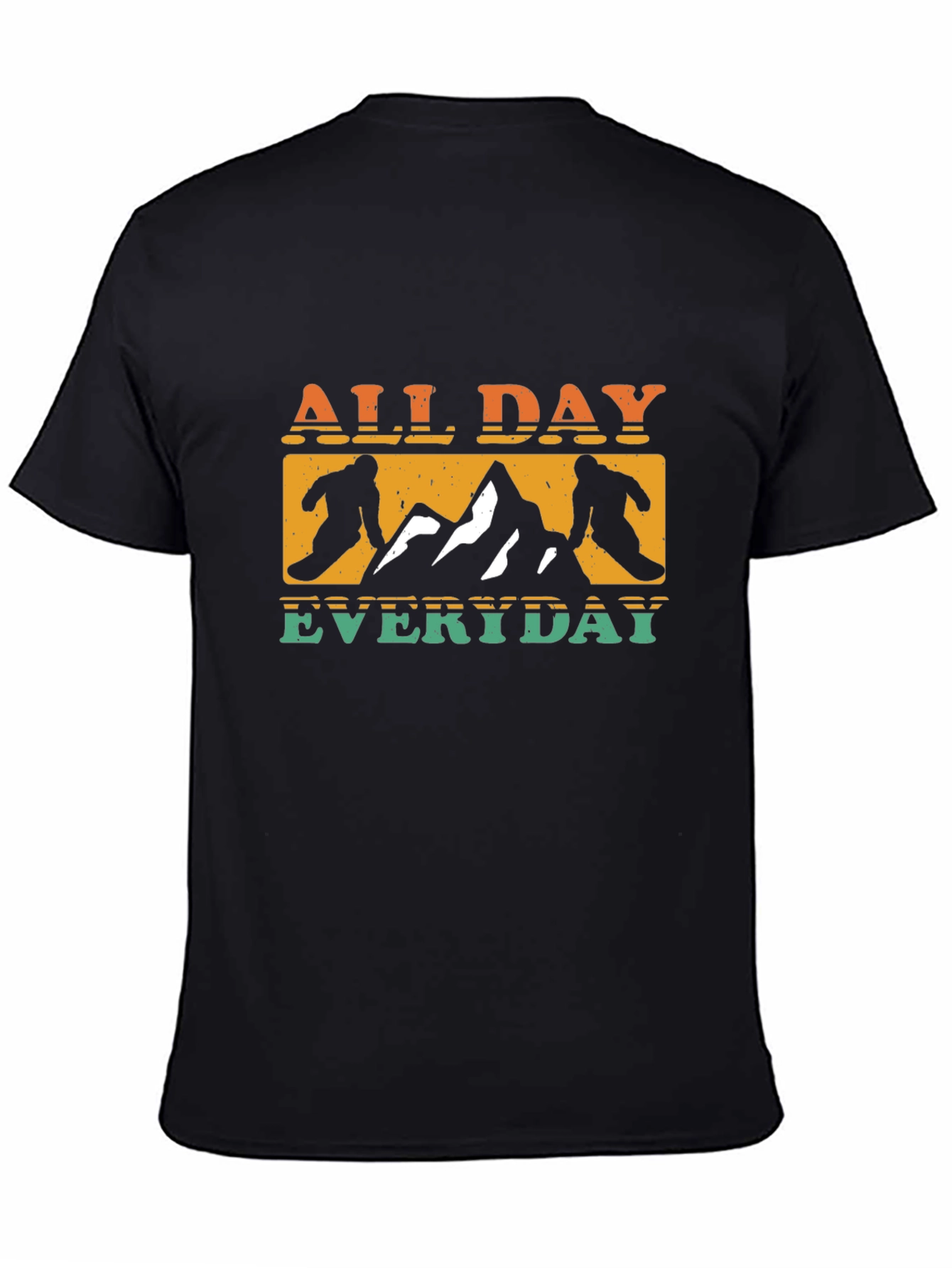 Black All Day Everyday Retro Skiing T-Shirt view 4