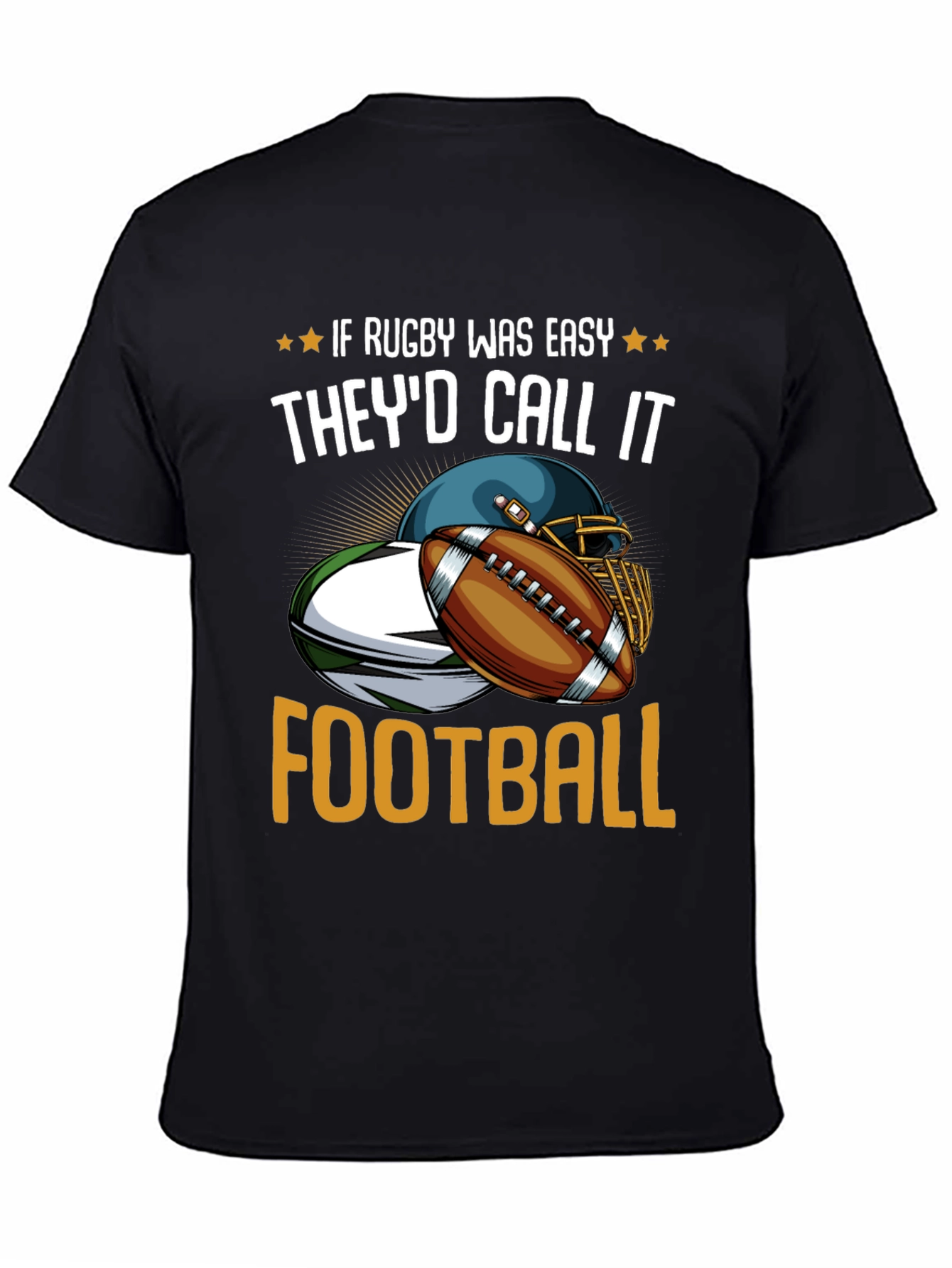 Black Rugby vs Football Graphic T-Shirt view 4