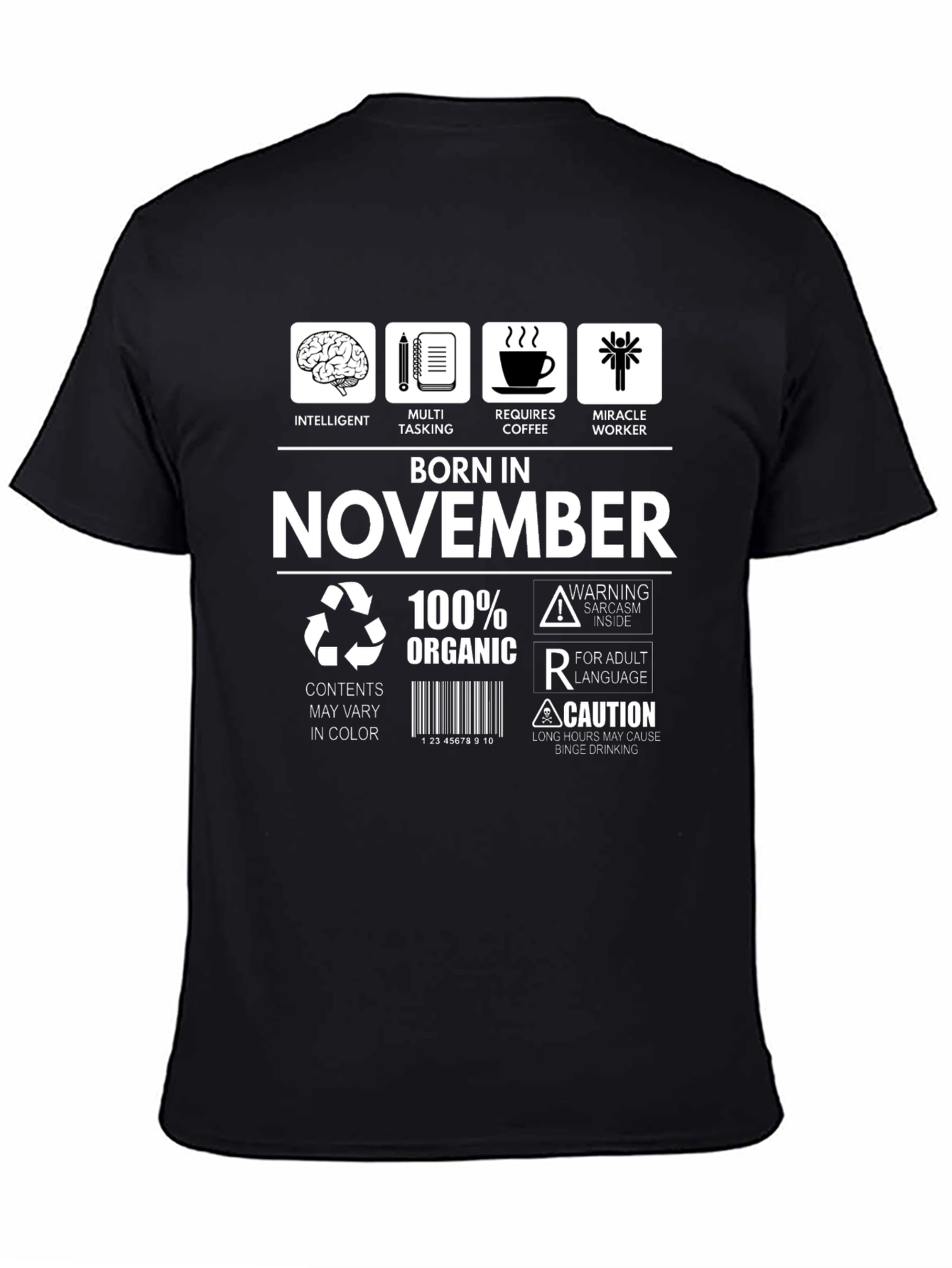 Black Born in November Black Graphic T-Shirt view 4
