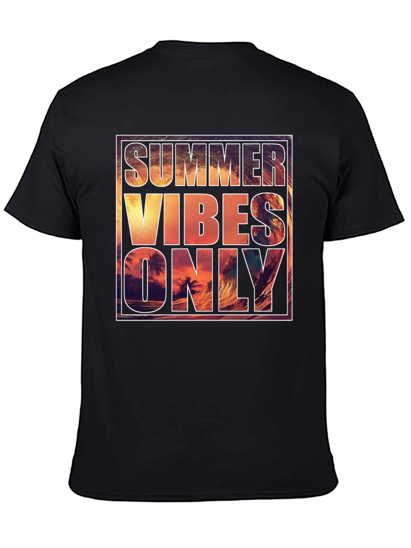 Black Summer Vibes Graphic Tee - Men's Black T-Shirt view 4