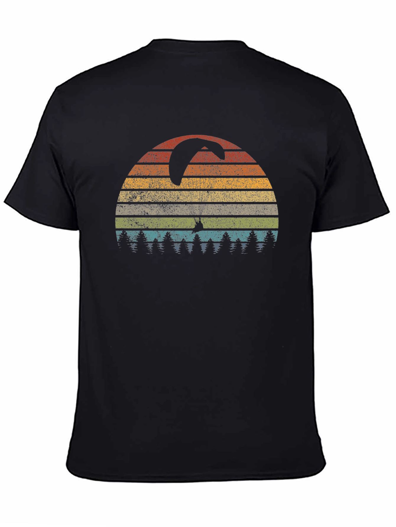 Black Vintage Paragliding Sunset T-Shirt view 4