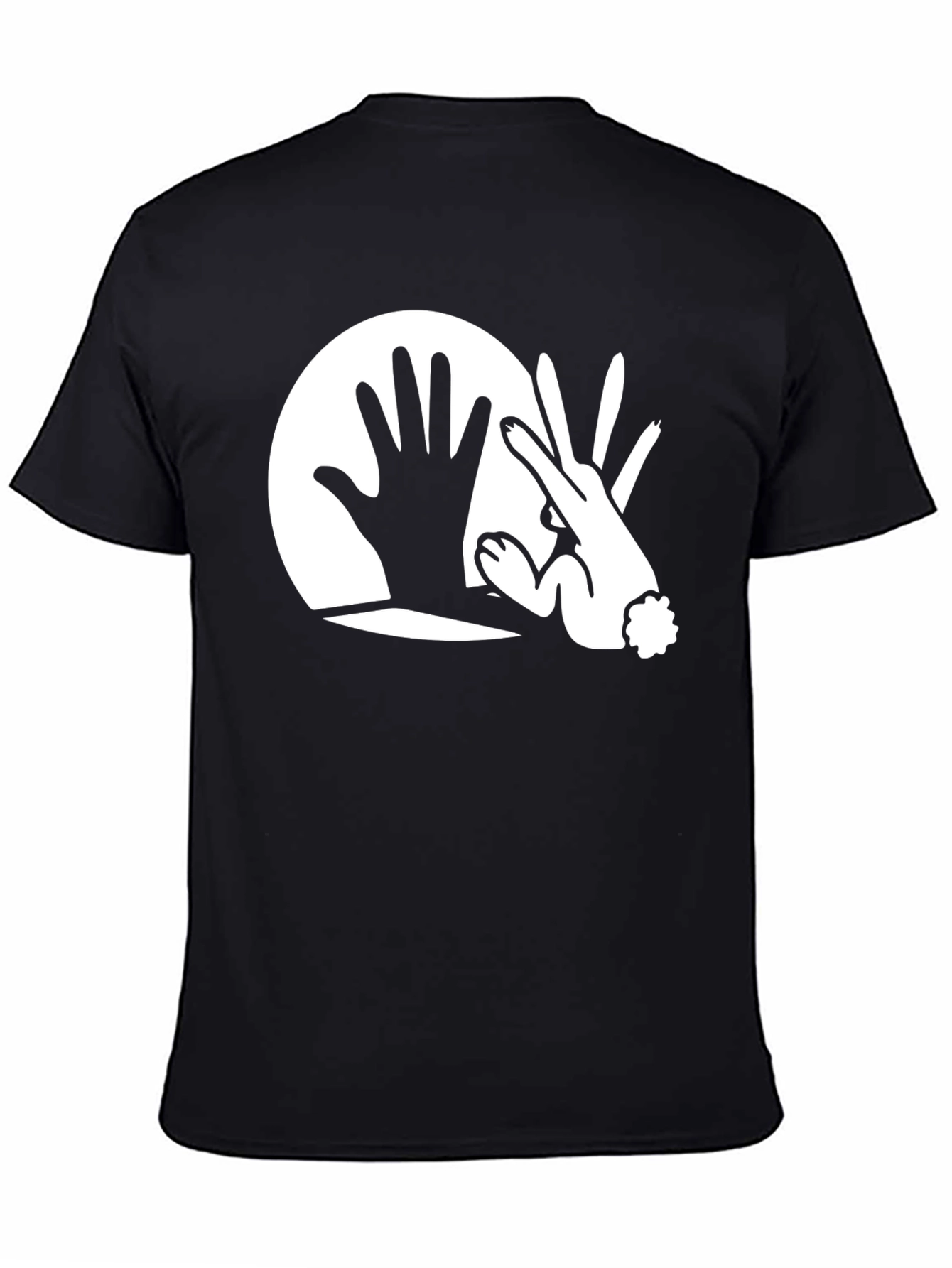 Black Hand Rabbit Shadow Graphic Black T-Shirt view 4