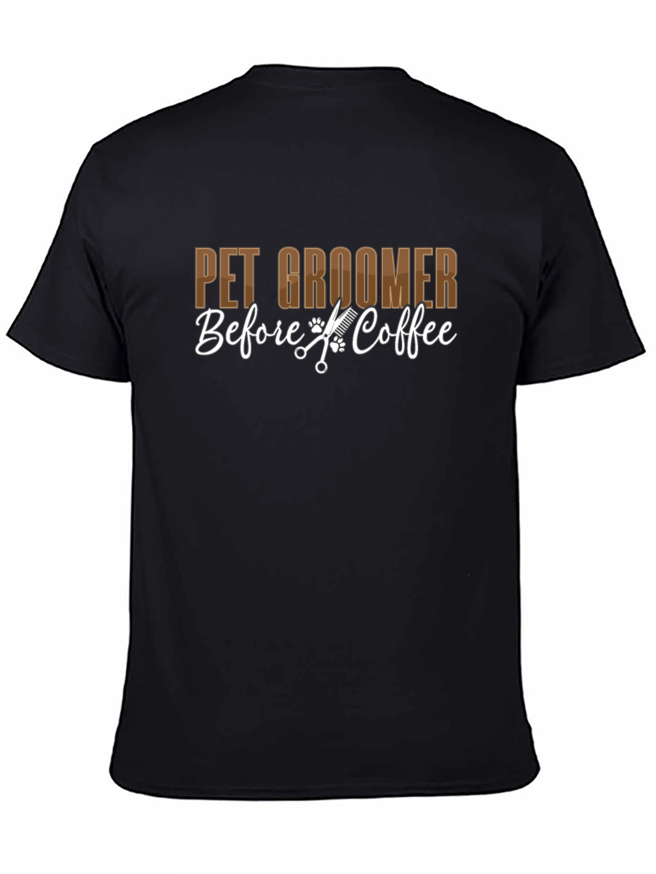 Black Pet Groomer T-Shirt - Before Coffee! view 4