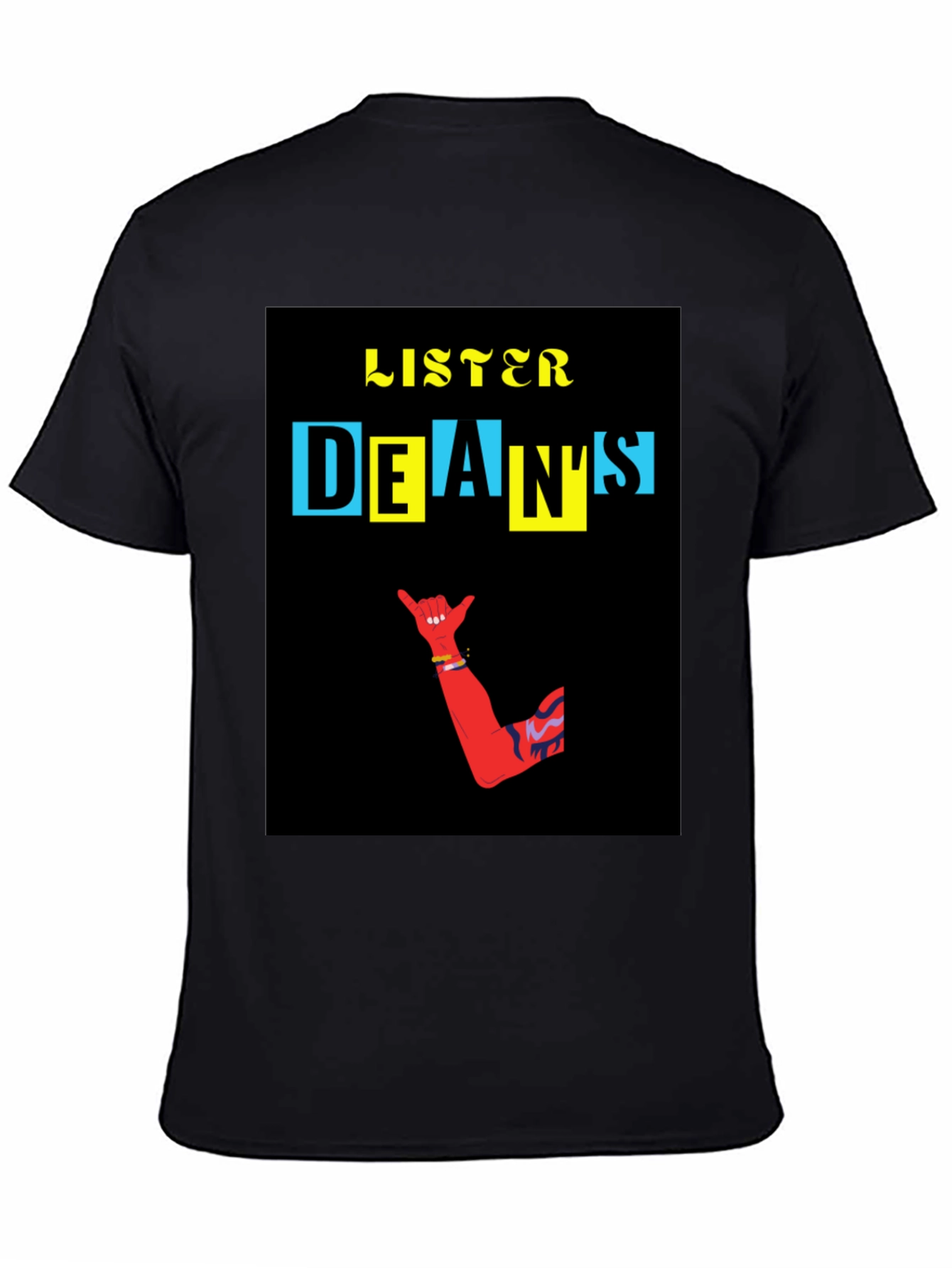 Black Cool Graphic T-Shirt - Listener Dean's Design view 4