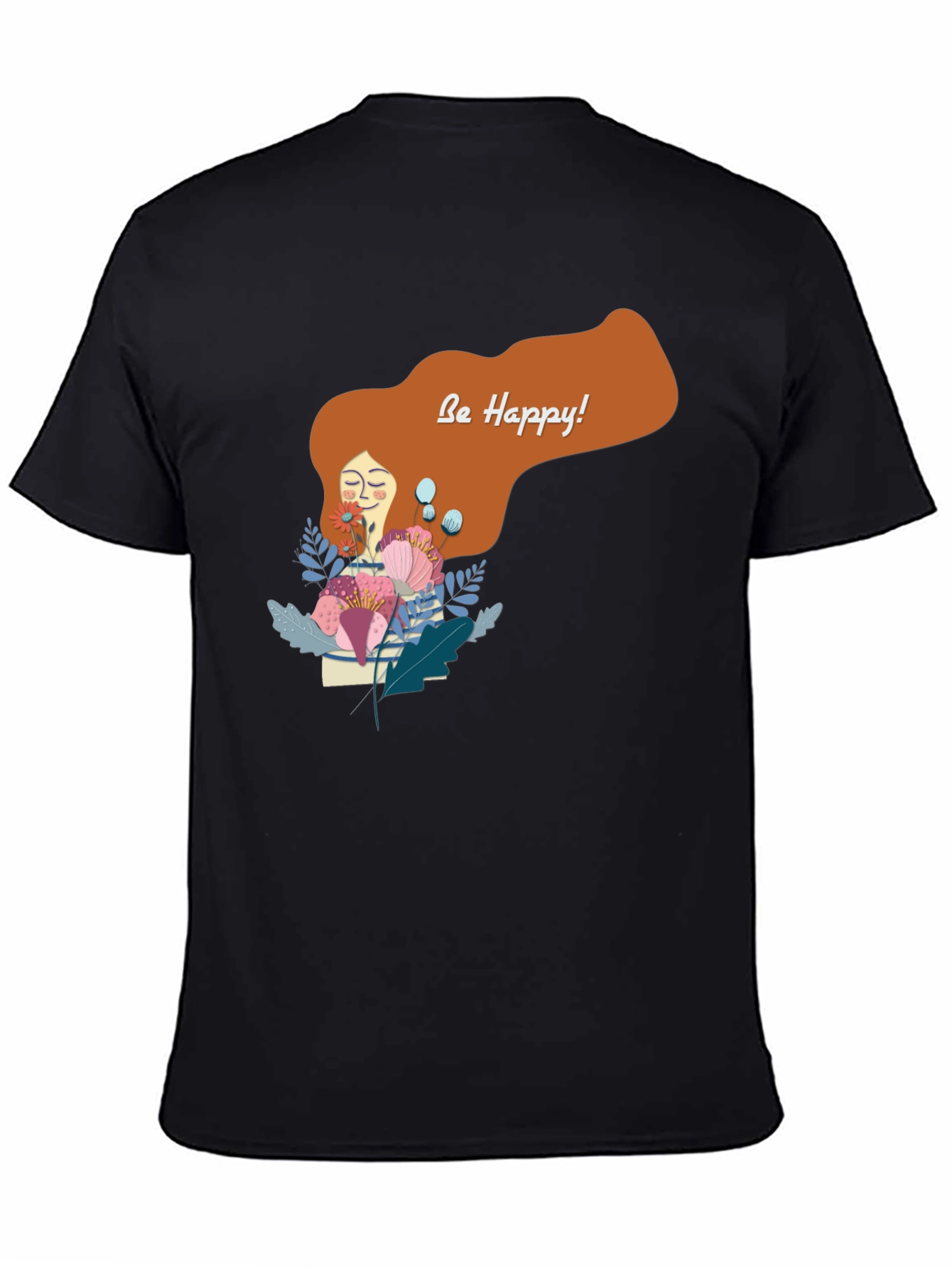 Black Be Happy Graphic Tee - Black Unisex T-Shirt view 4