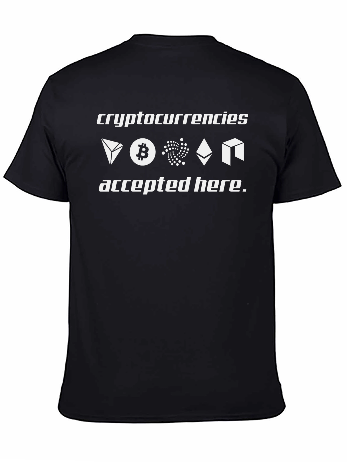 Black Crypto Accepted Here Black T-Shirt view 4
