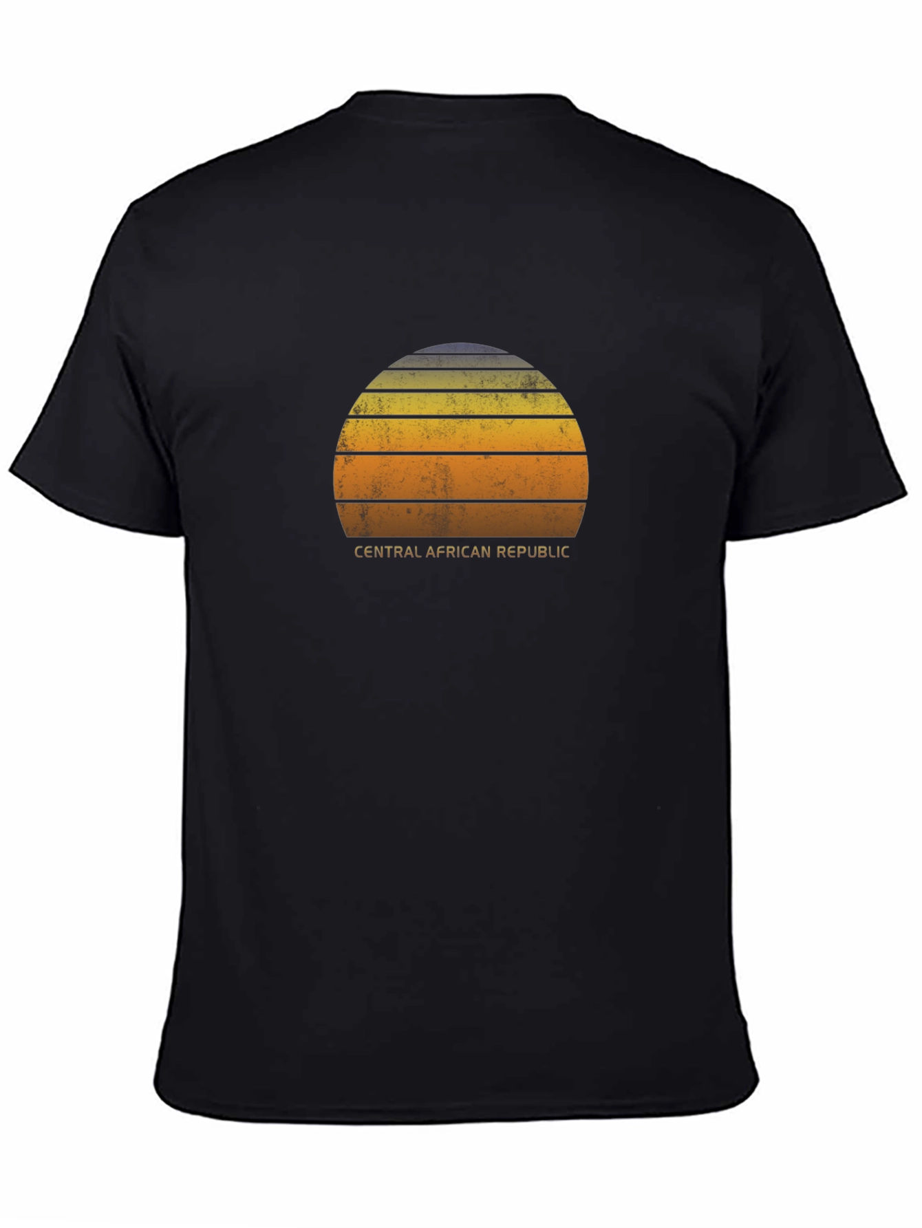 Black Retro Central African Republic Sunset T-Shirt view 4