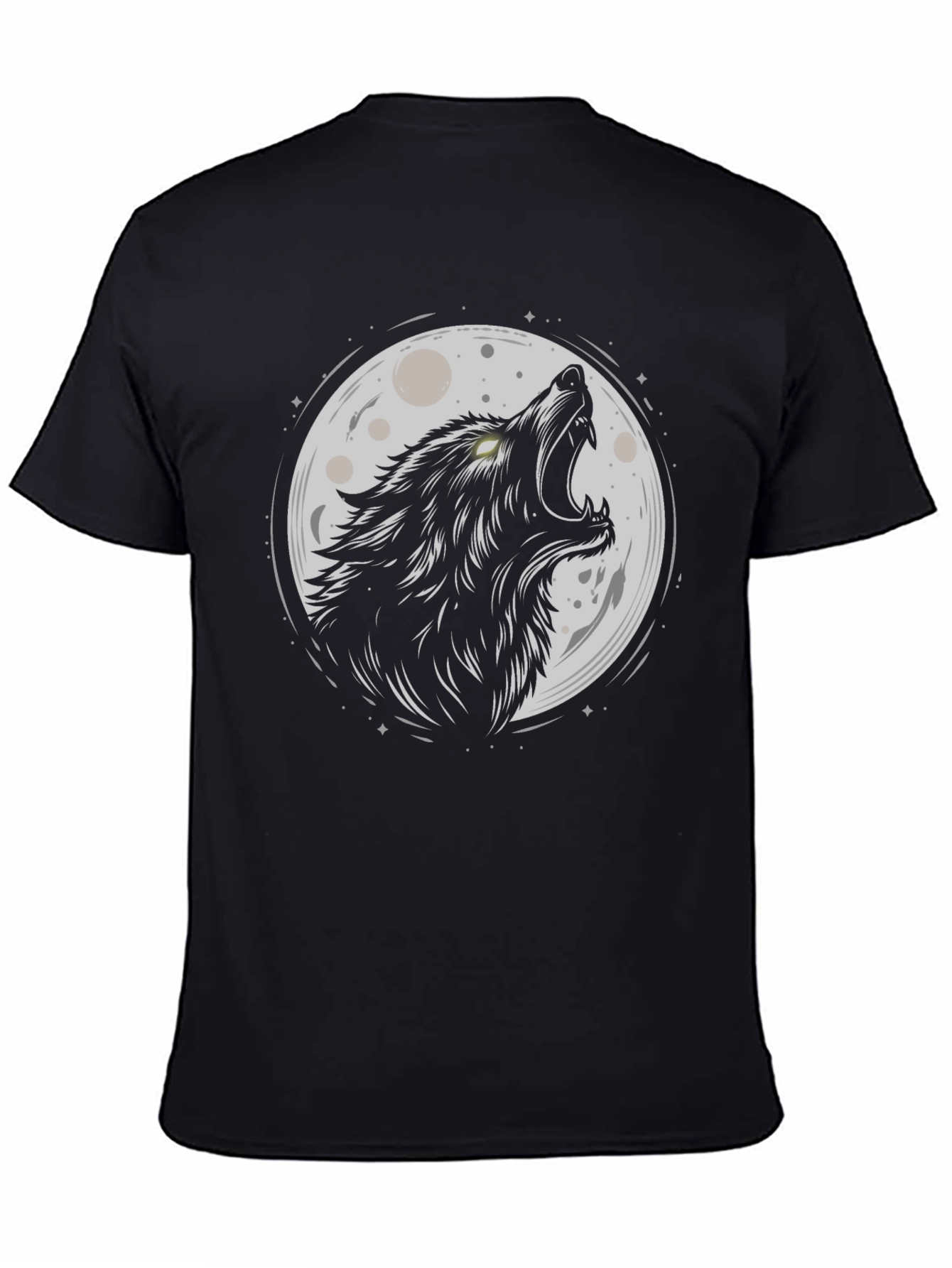 Black Wolf Moon Graphic Tee - Black Cotton Blend view 4