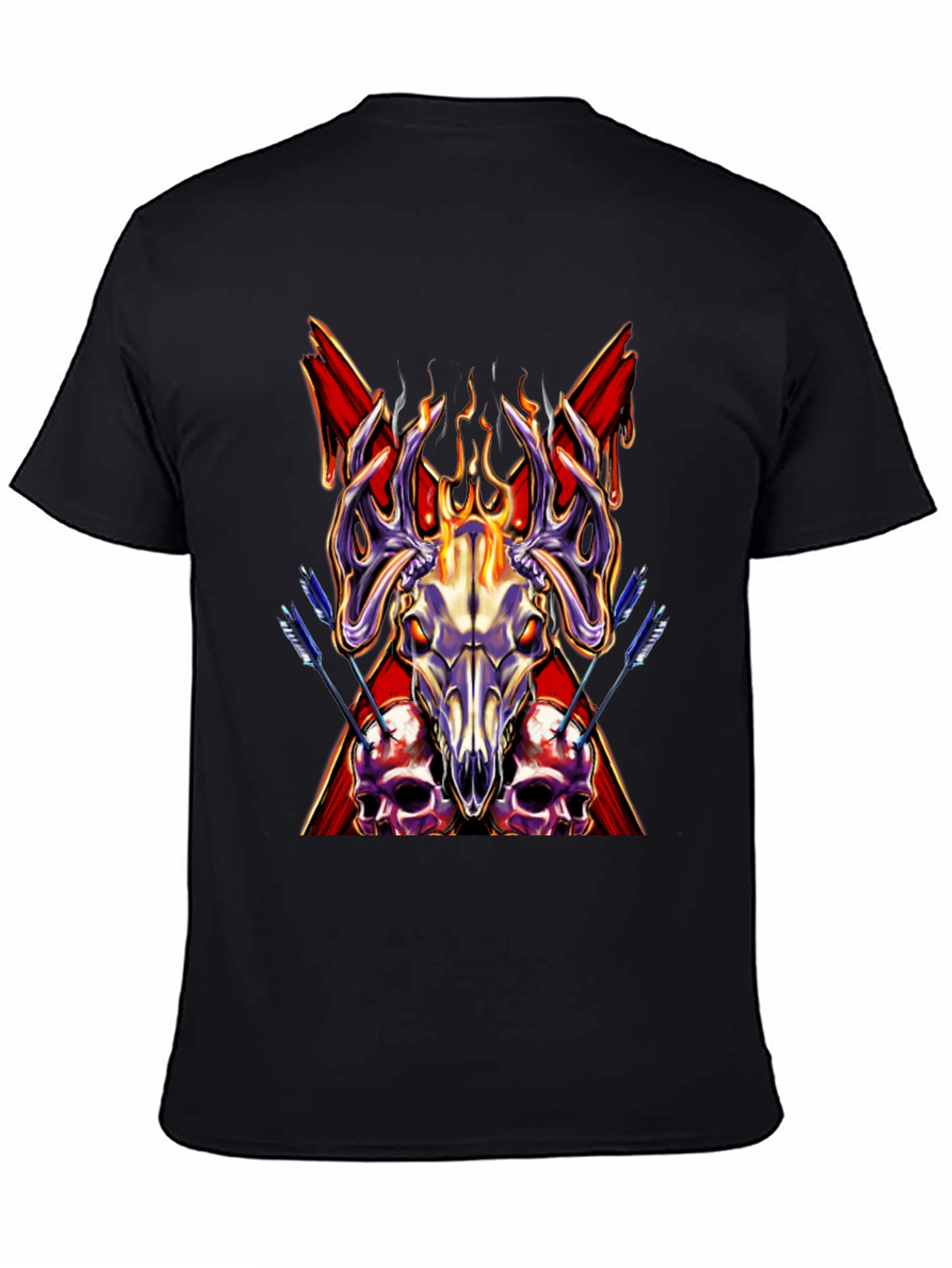 Skull & Antler Graphic Tee - Dark Aesthetic Shirt - 4